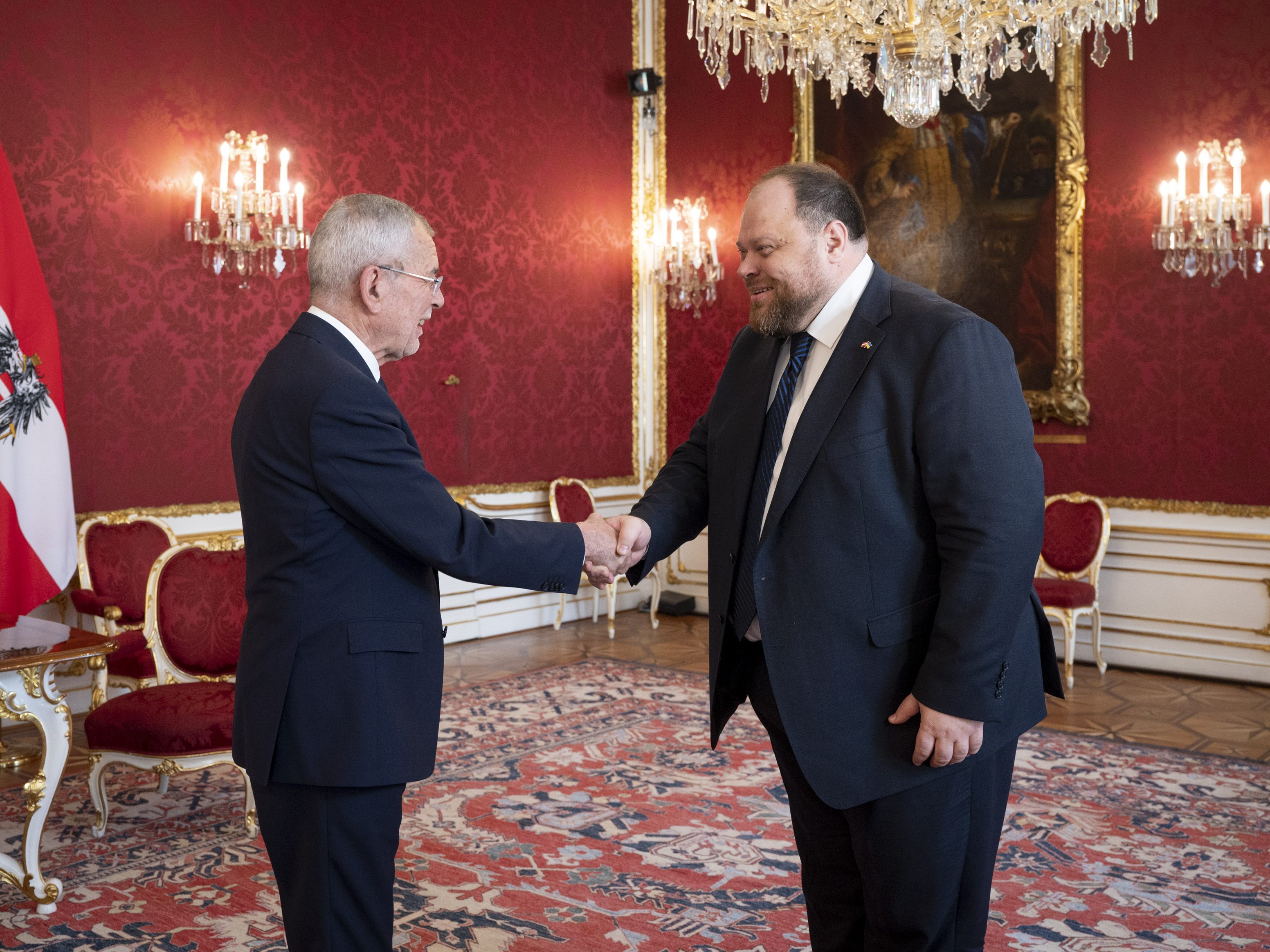 Stefantschuk wurde von Bundespräsident Alexander Van der Bellen empfangen. Stefantschuk wurde von Bundespräsident Alexander Van der Bellen empfangen.