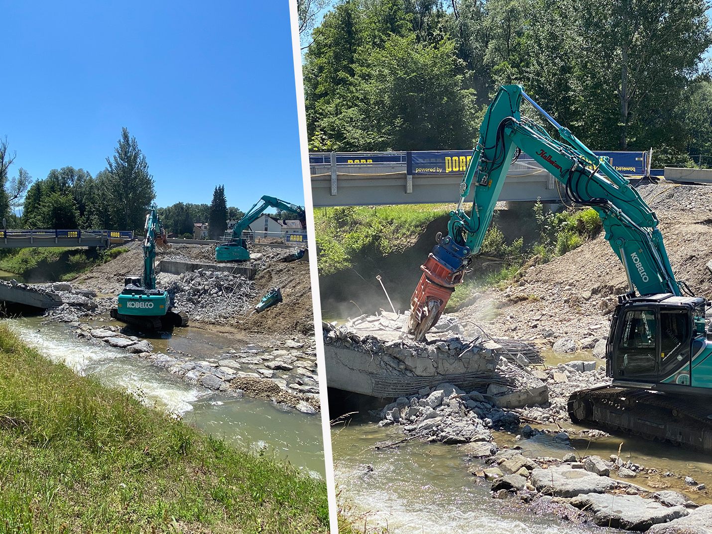 Die alte Grenzbrücke über die Leiblach wird abgerissen.