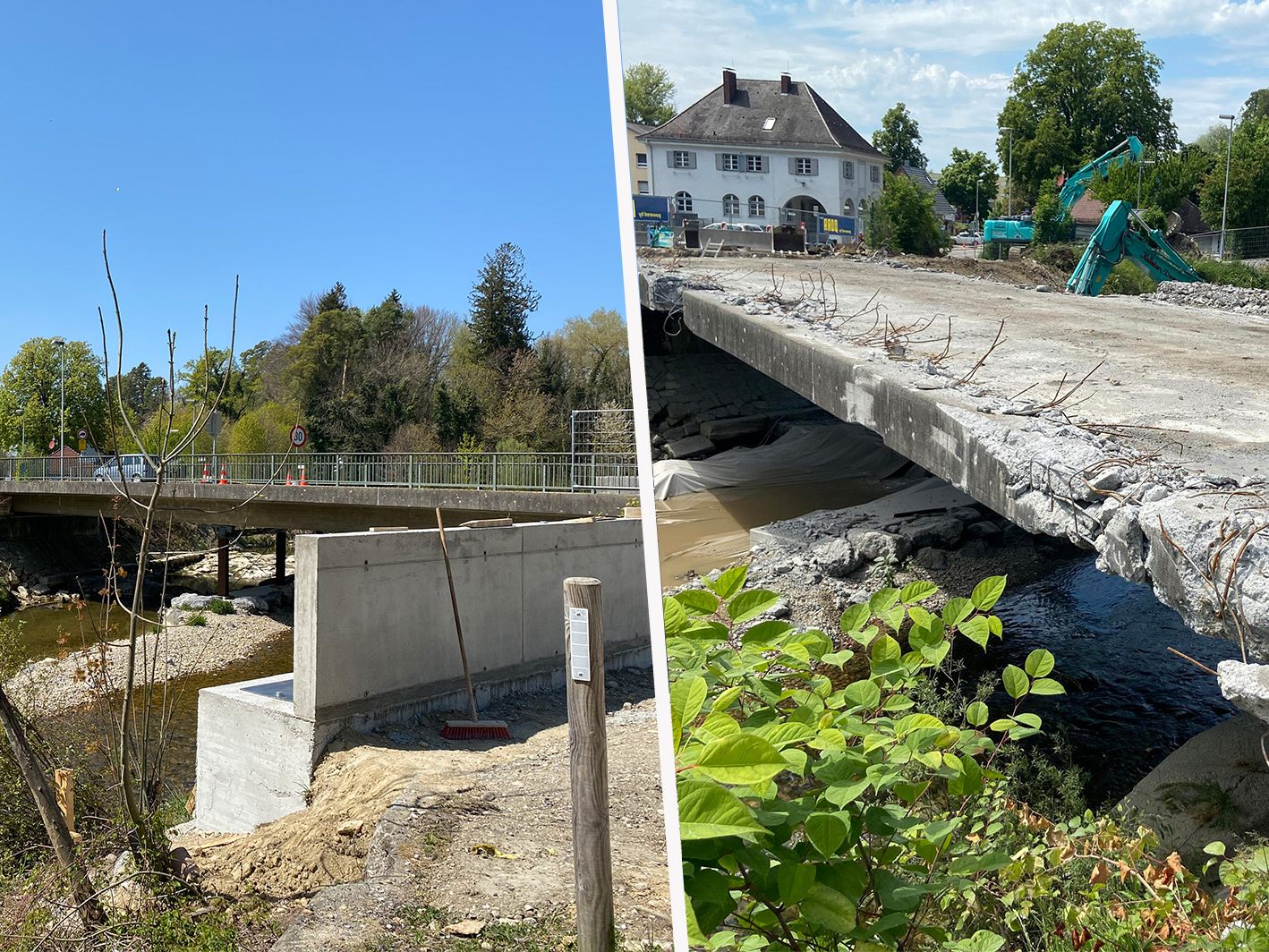 Die Grenzbrücke wird derzeit abgerissen.