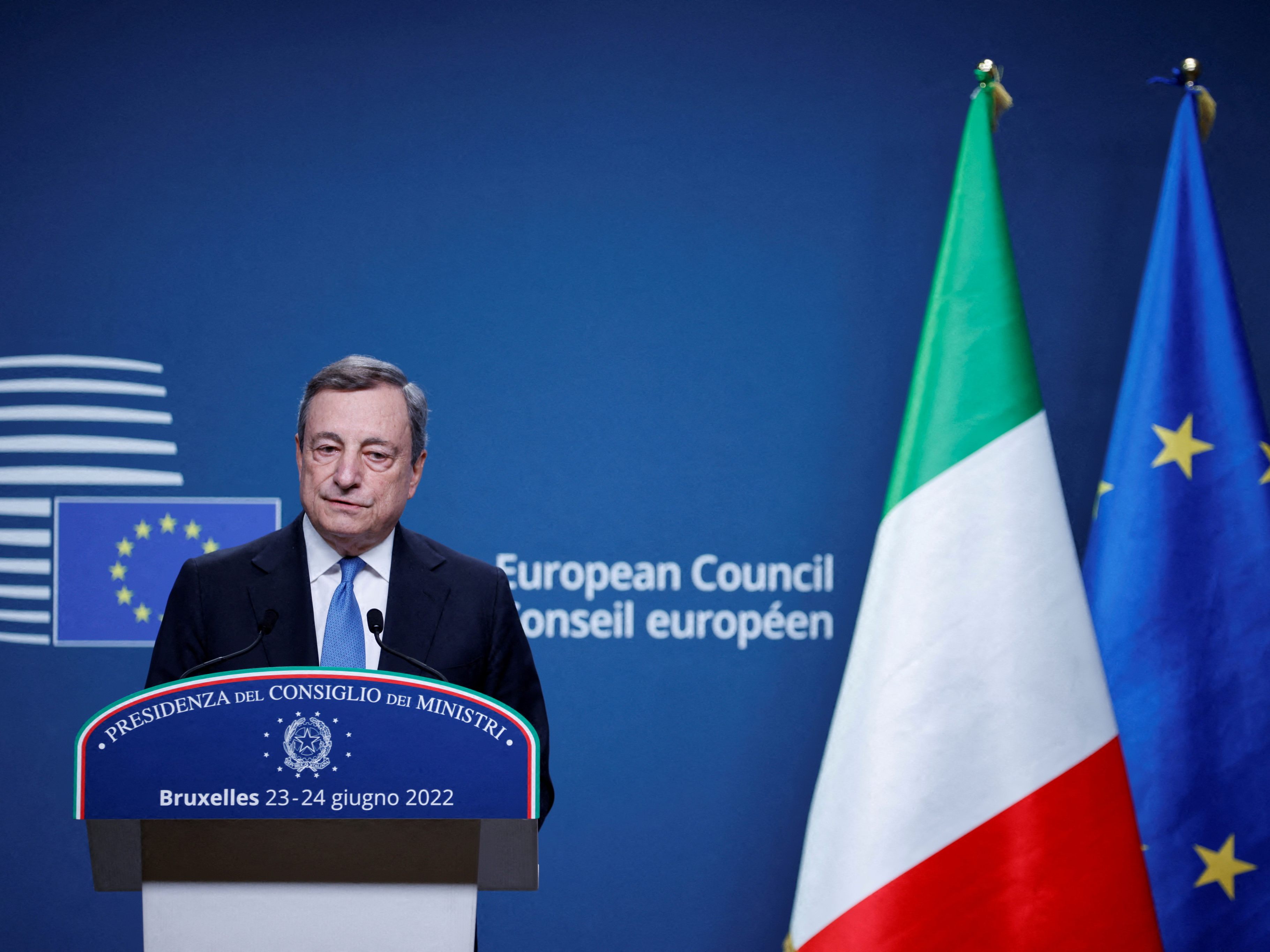 Regierungsangaben: Mario Draghi mit Rücktritts-Ankündigung. Regierungsangaben: Mario Draghi mit Rücktritts-Ankündigung.