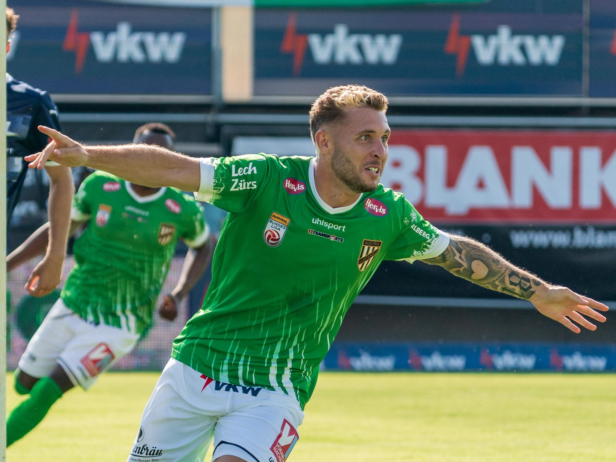 Anthony Schmid brachte die Lustenauer mit seinem frühen 1:0 auf die Siegerstraße. Anthony Schmid brachte die Lustenauer mit seinem frühen 1:0 auf die Siegerstraße.