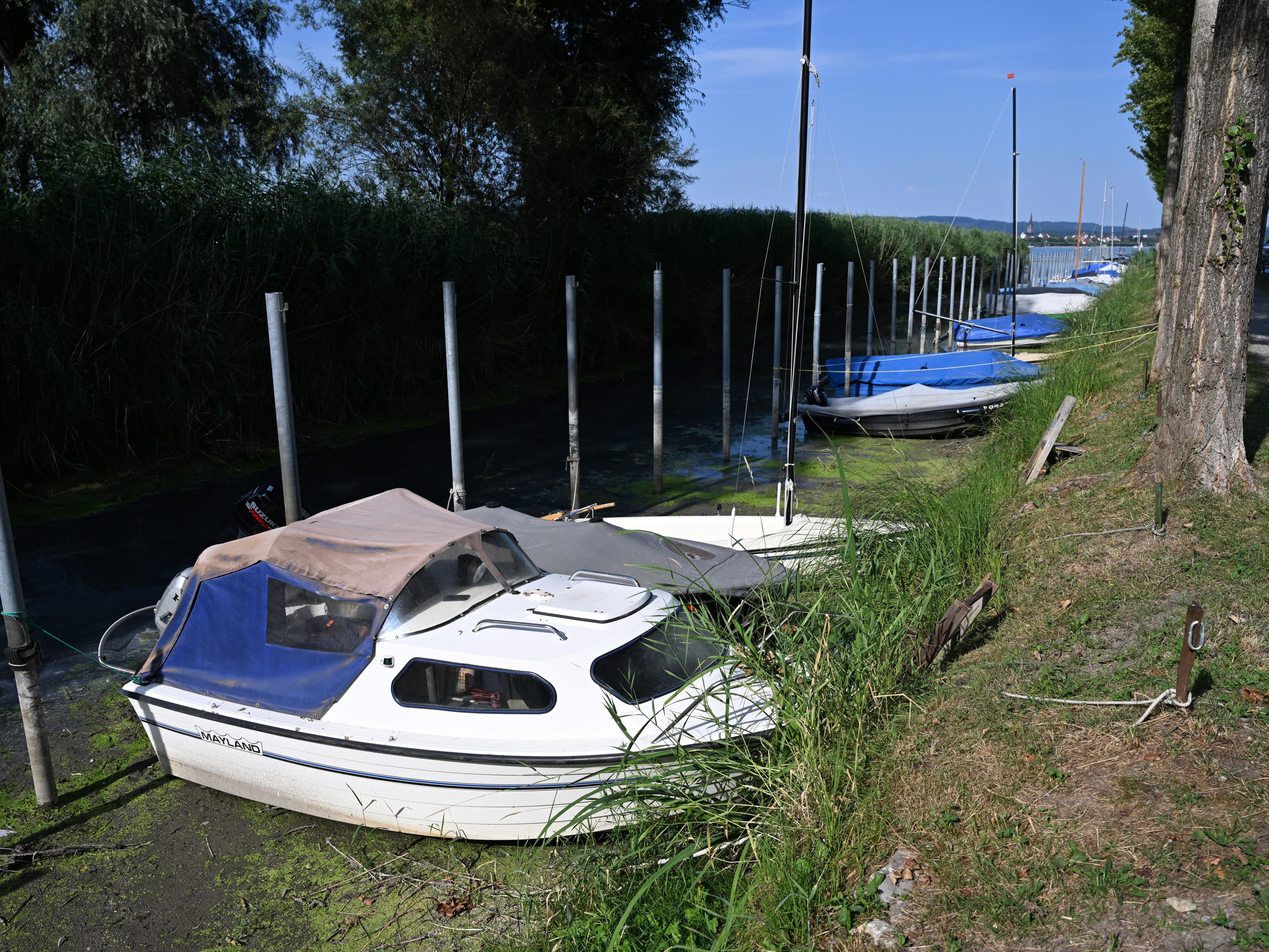 Viele Boote liegen praktisch auf dem Trockenen.