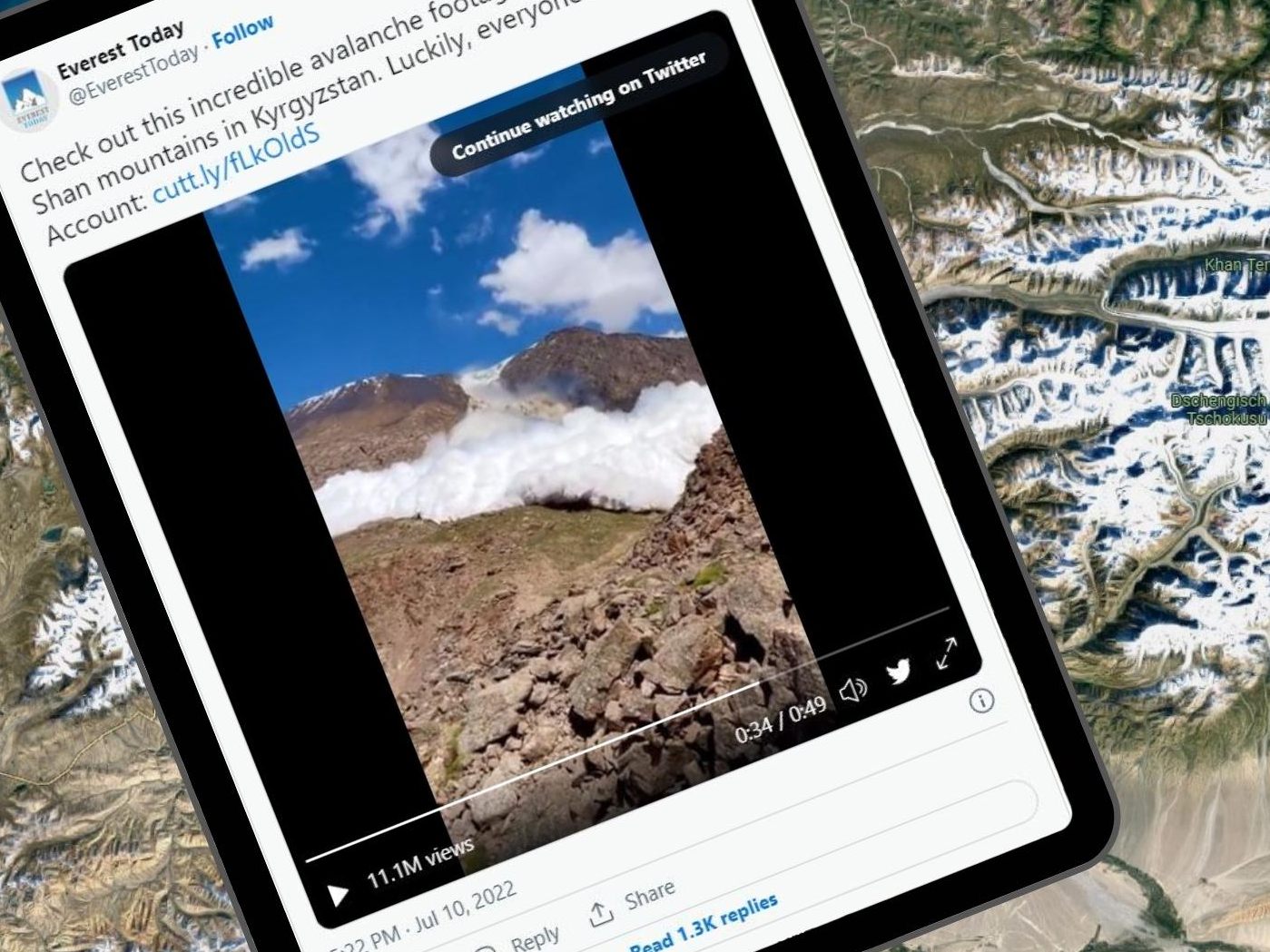 Gletscherabbruch löst in Kirgistan eine gigantische Lawine aus.