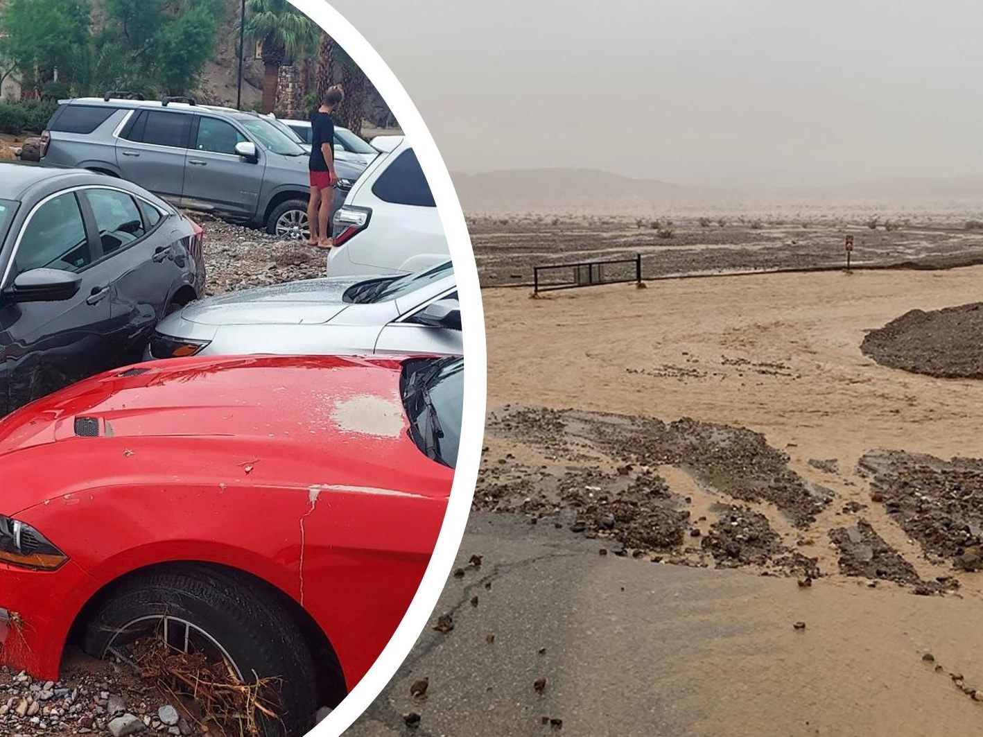 Überflutungen nach ungewöhnlich heftigen Regenfällen im Death Valley. Überflutungen nach ungewöhnlich heftigen Regenfällen im Death Valley.