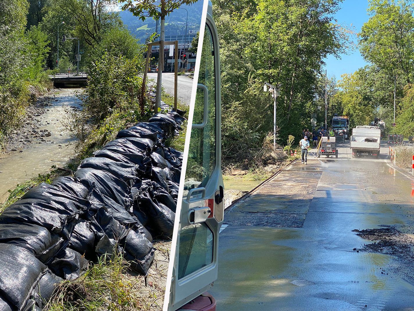 Die Aufräumarbeiten nach dem Hochwasser laufen. Die Aufräumarbeiten nach dem Hochwasser laufen.
