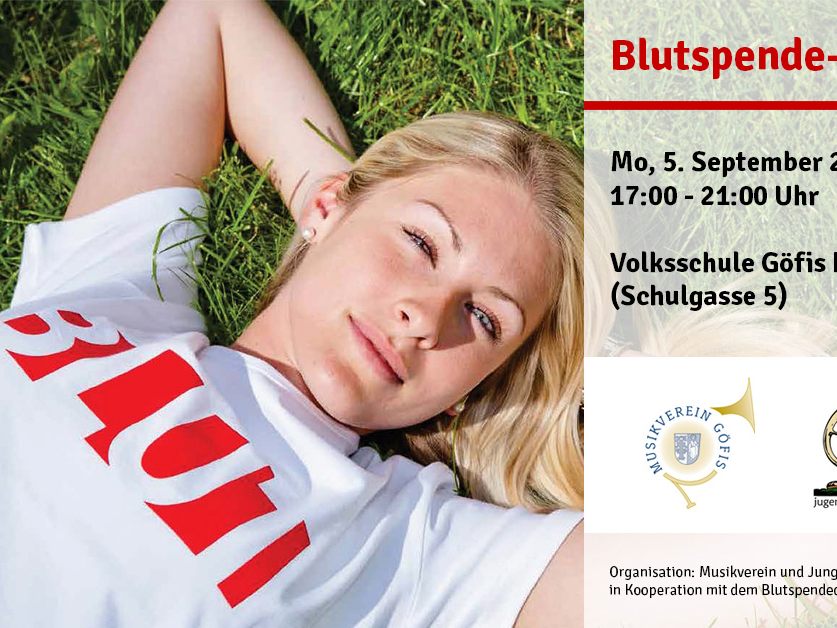 Blutspendeaktion in Göfis, Mo. 5.9.2022, 17-21 Uhr