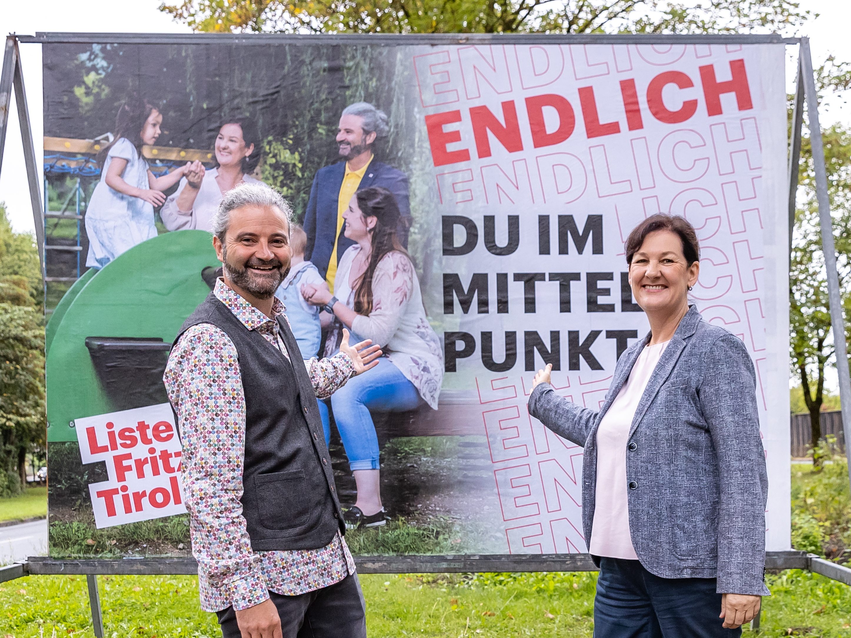 Endlich. Du im Mittelpunkt: Die Liste Fritz präsentierte am Freitag ihre zweite Plakatwelle zur Tiroler Landtagswahl 2022. Endlich. Du im Mittelpunkt: Die Liste Fritz präsentierte am Freitag ihre zweite Plakatwelle zur Tiroler Landtagswahl 2022.