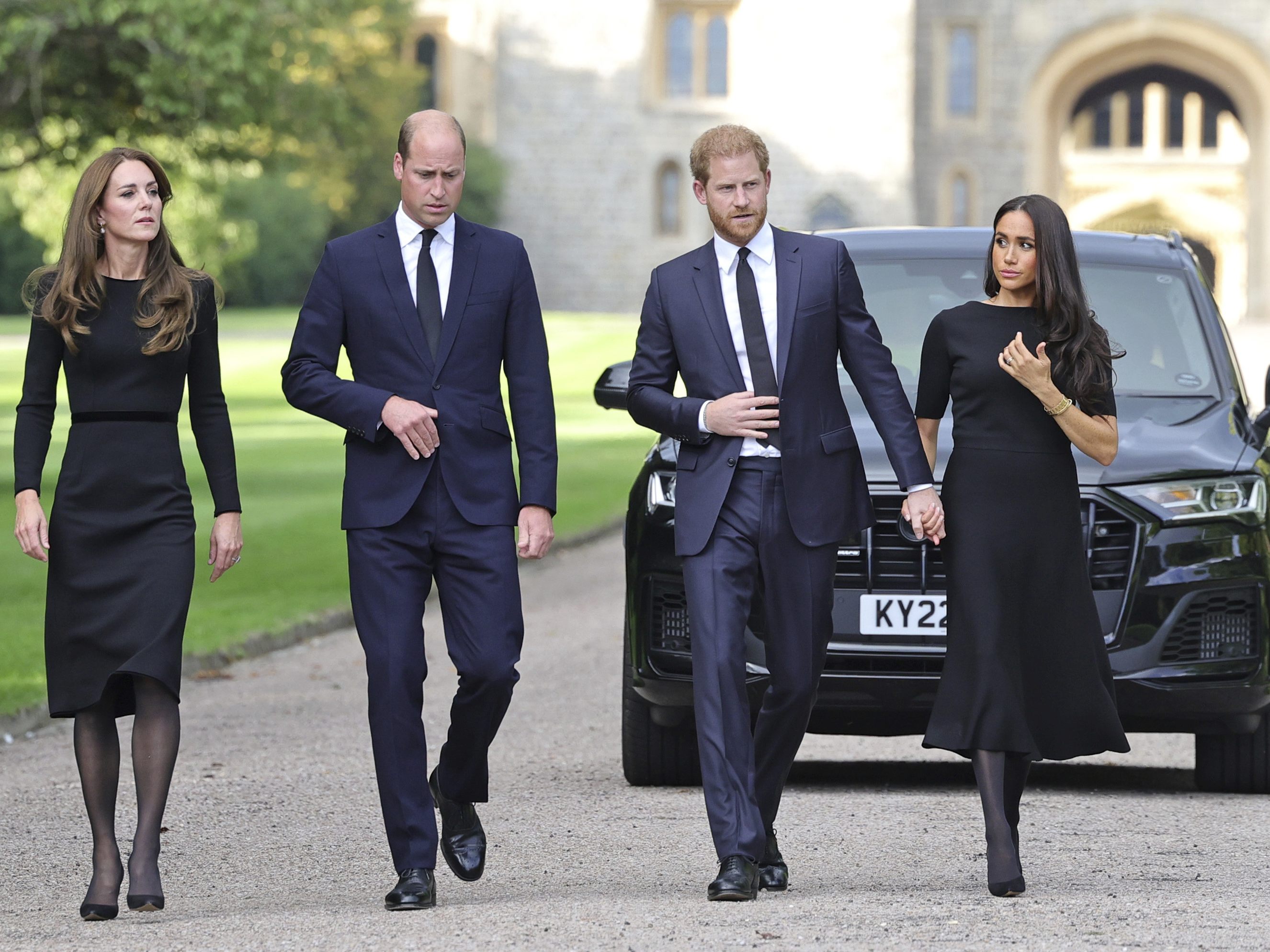 Die Prinzen William und Harry gemeinsam mit ihren Ehefrauen Kate und Meghan.