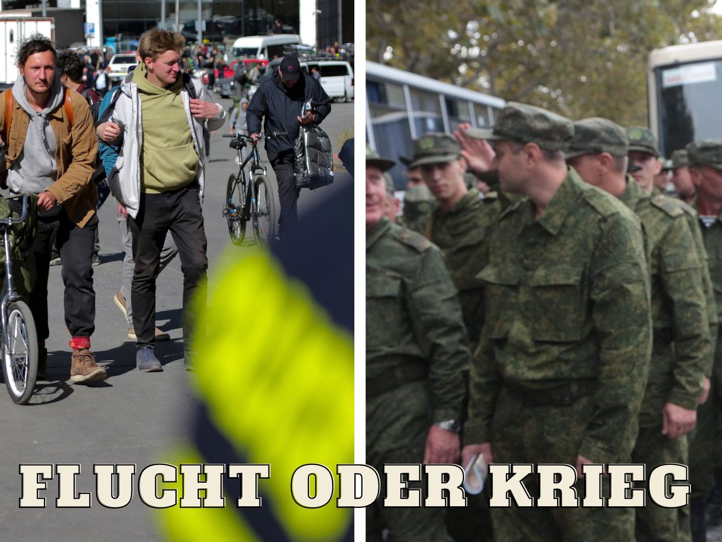 Tausende Russen fliehen vor dem Kriegsdienst, Reservisten werden eingezogen. Tausende Russen fliehen vor dem Kriegsdienst, Reservisten werden eingezogen.