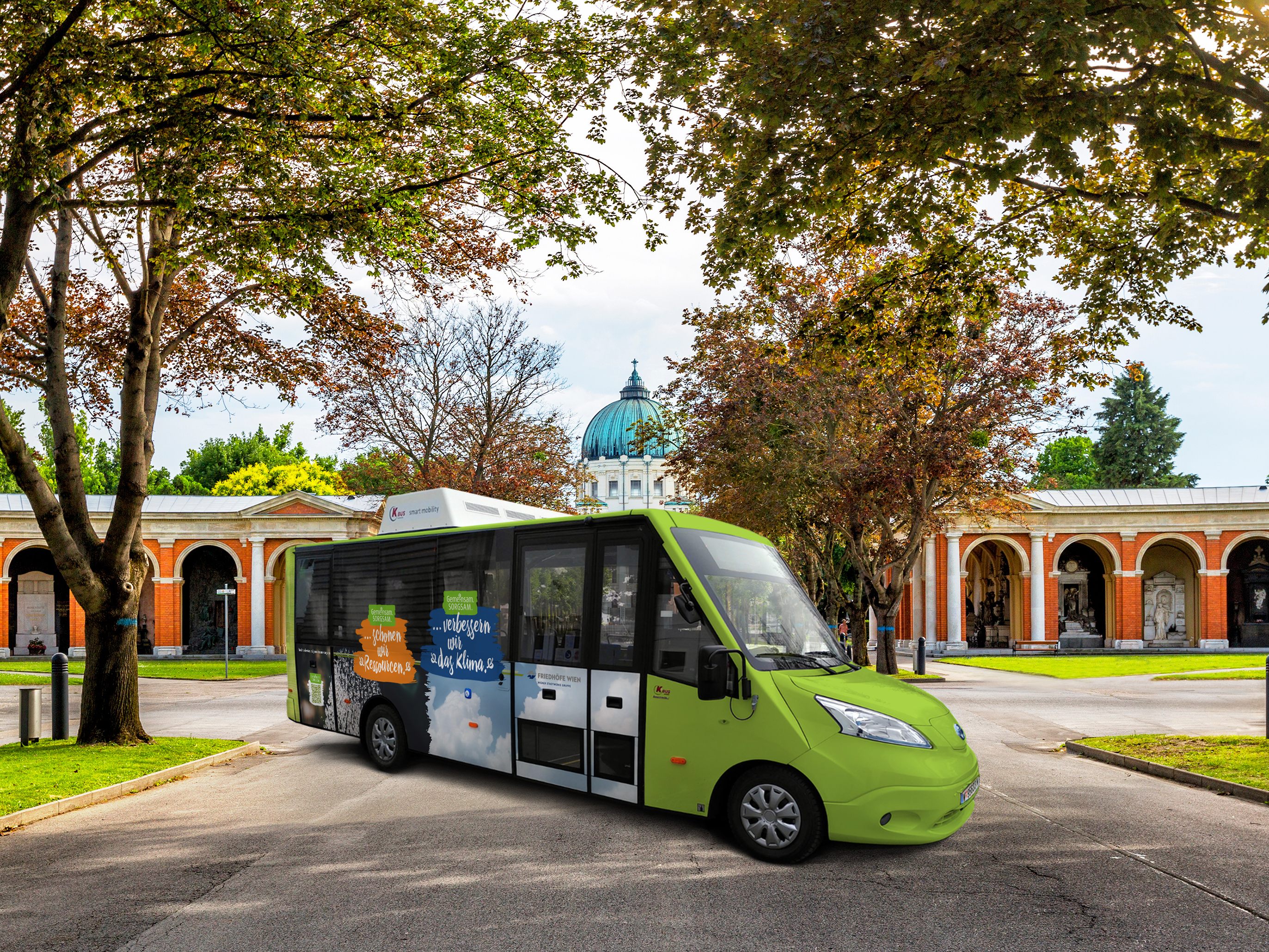 Mit dem neuen E-Bus für Besucher bauen die Friedhöfe Wien ihre Umwelt-Initiative weiter aus.