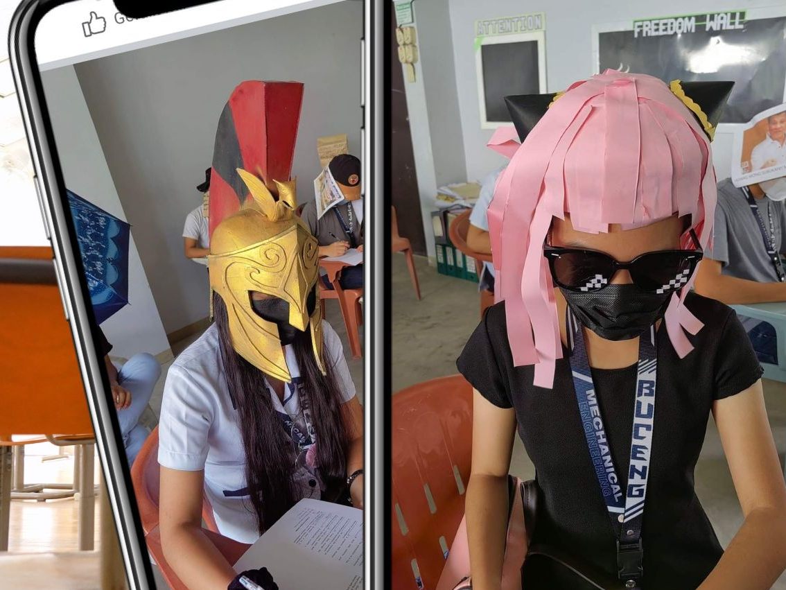 Diese Studenten waren sehr kreativ, als man ihnen die Aufgabe gab, "Anti-Schummel-Hüte" zu basteln.