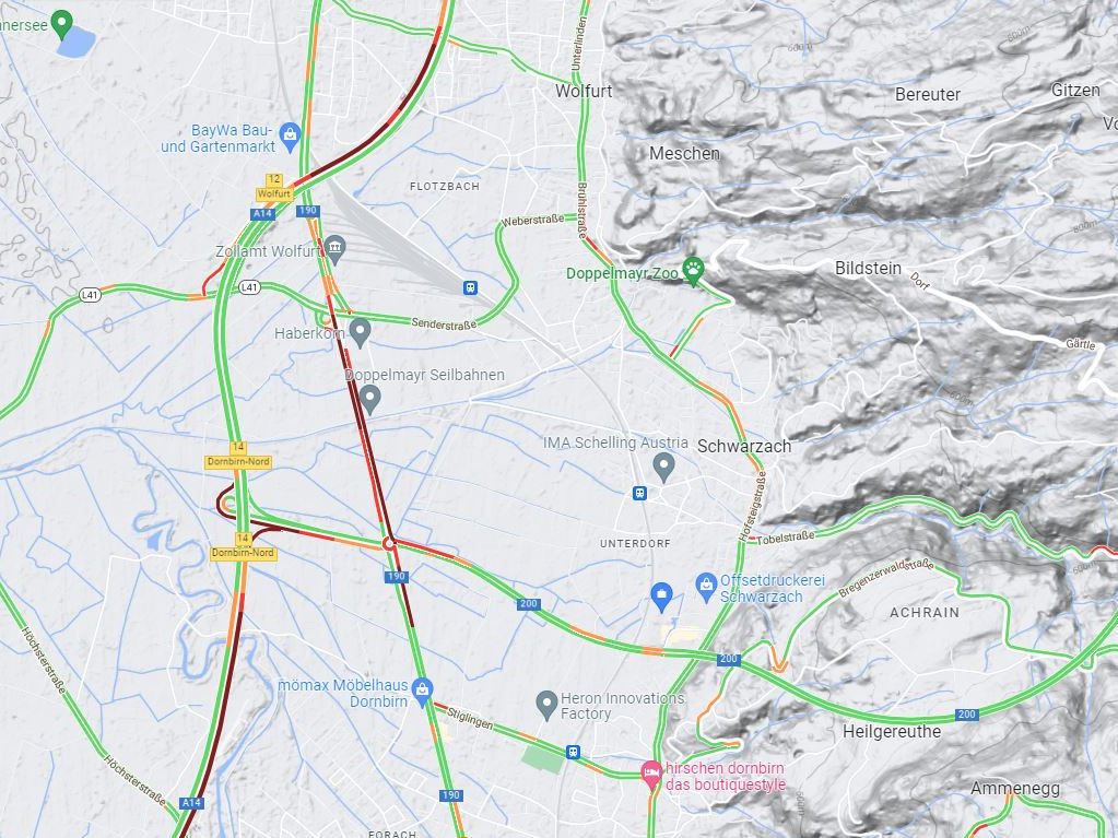 Die Verkrhslage bei Dornbirn Nord am Donnerstag gegen 8.20 Uhr. Die Verkrhslage bei Dornbirn Nord am Donnerstag gegen 8.20 Uhr.