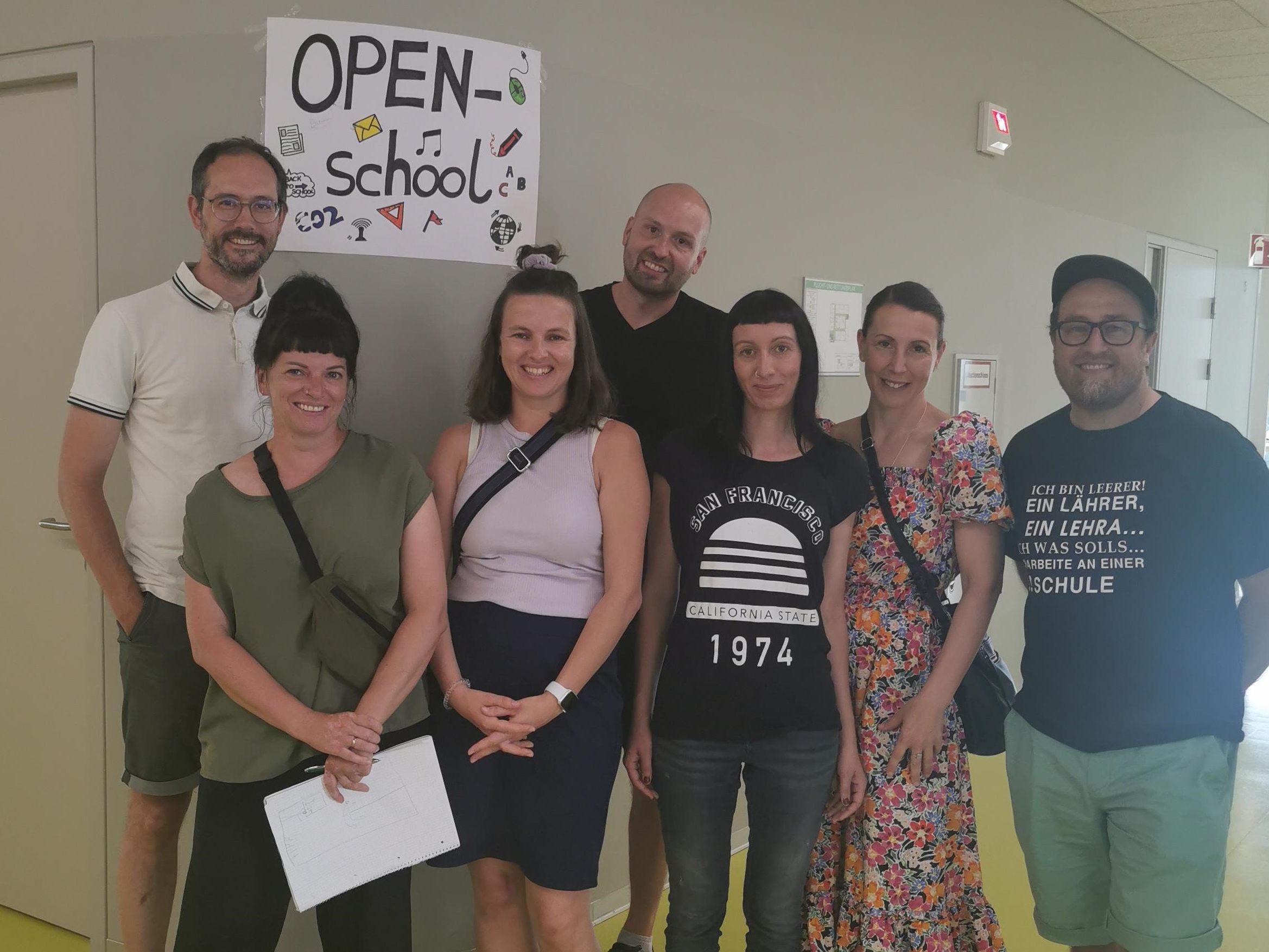Zu Besuch in Wien bei Markus Haider (l) von OPENschool: Miriam Rümmele, Sabine Bechter, Achim Kirschner, Melanie Marte, Andrea Braun, Carlos Carrasco Gonzalez.