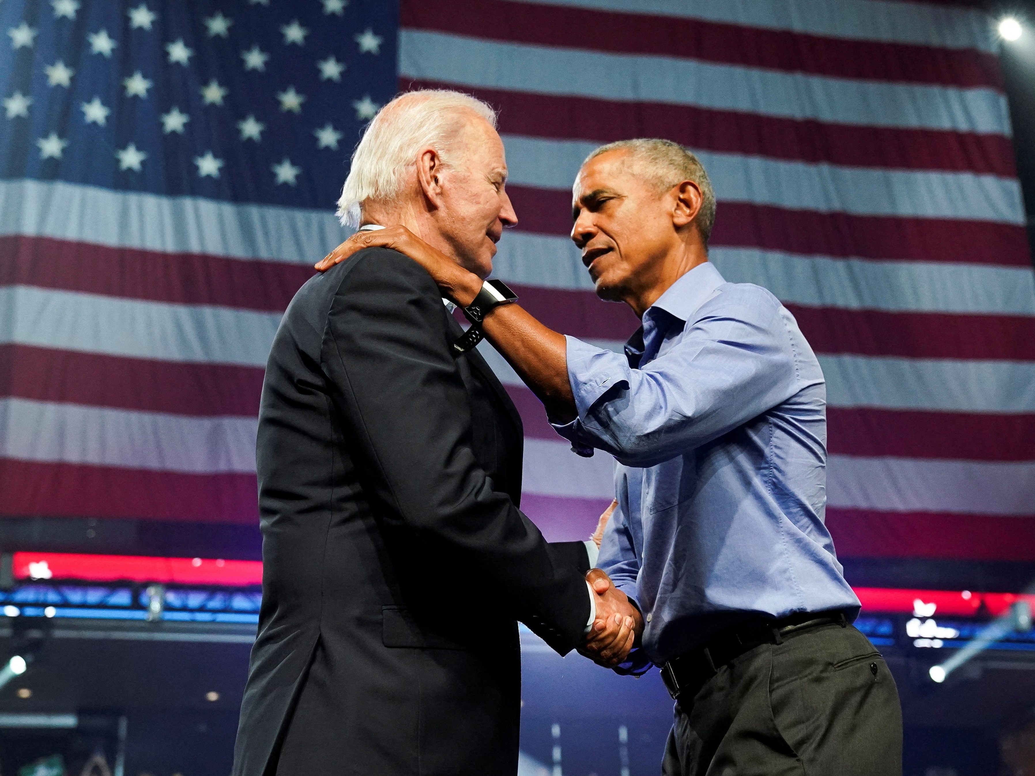 US-Präsident Biden und Ex-Präsident Obama machten in den letzten Tagen gemeinsam Wahlkampf. US-Präsident Biden und Ex-Präsident Obama machten in den letzten Tagen gemeinsam Wahlkampf.