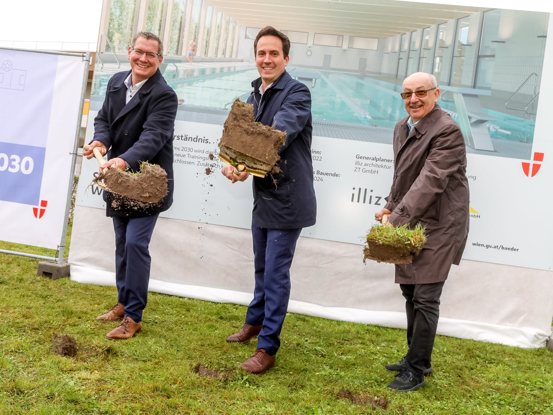 Das Hallenbad Großfeldsiedlung in Wien-Floridsdorf bekommt eine zweite Schwimmhalle.