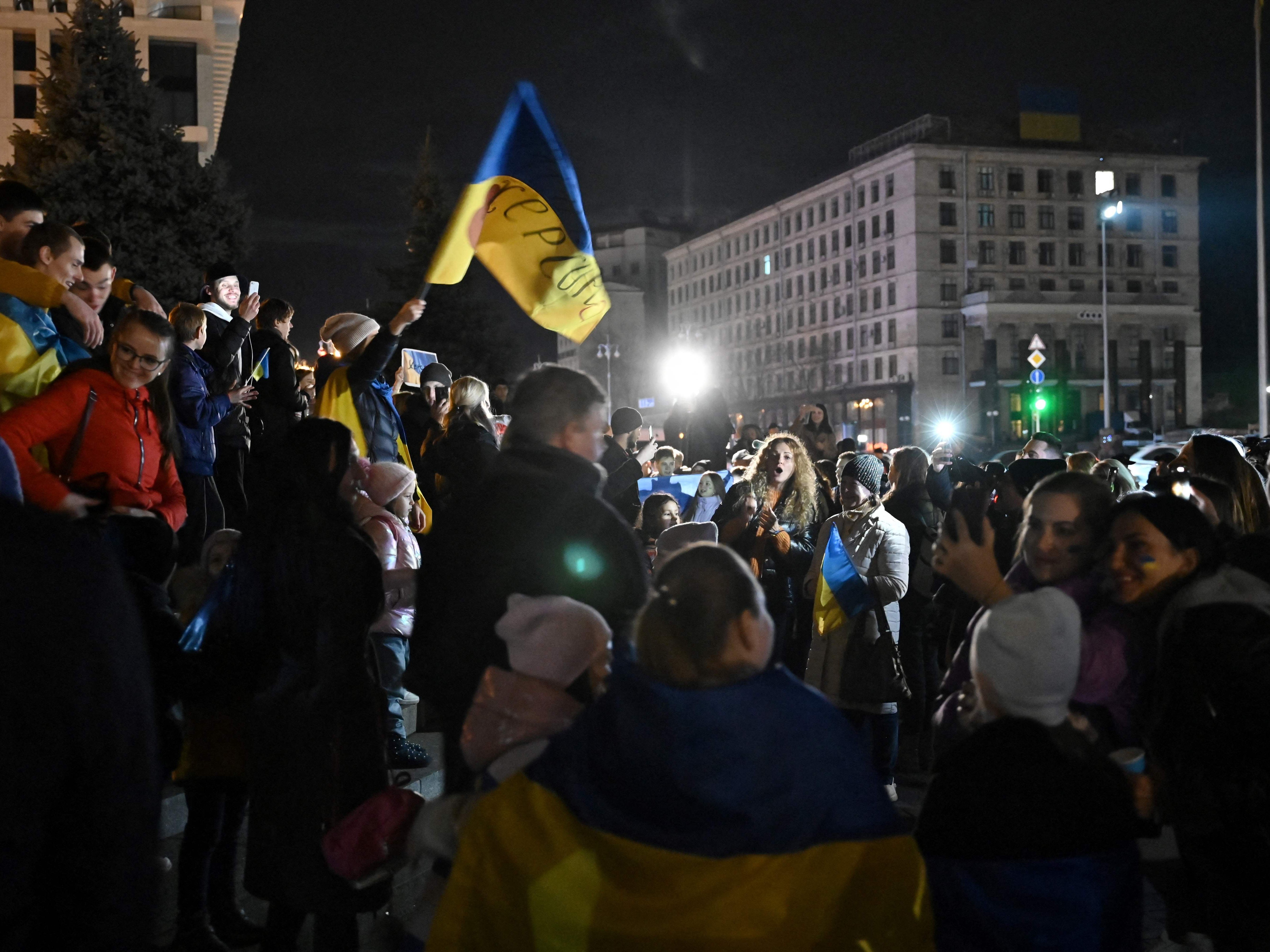 Die begeistern Ukrainer feierten die Rückeroberung von Cherson. Die begeistern Ukrainer feierten die Rückeroberung von Cherson.