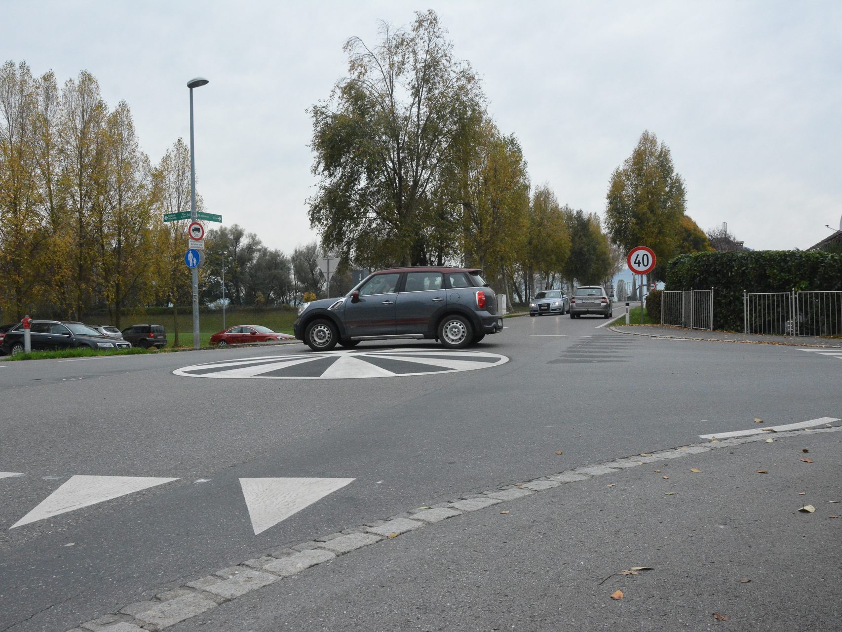 Der neue Mini-Kreisel am Wiesenrain soll den Durchzugsverkehr entschleunigen. Der neue Mini-Kreisel am Wiesenrain soll den Durchzugsverkehr entschleunigen.
