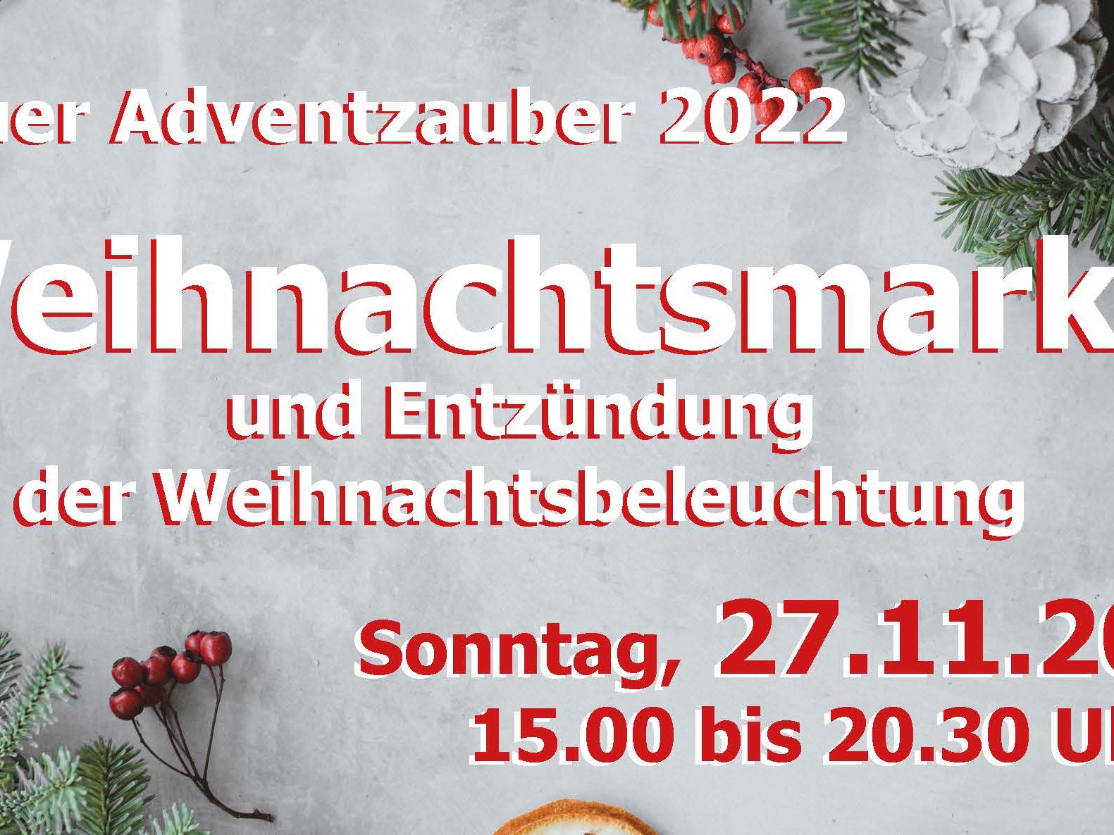 Weihnachtsmarkt mit Illuminierung des Weihnachtsbaumes 2022 Weihnachtsmarkt mit Illuminierung des Weihnachtsbaumes 2022