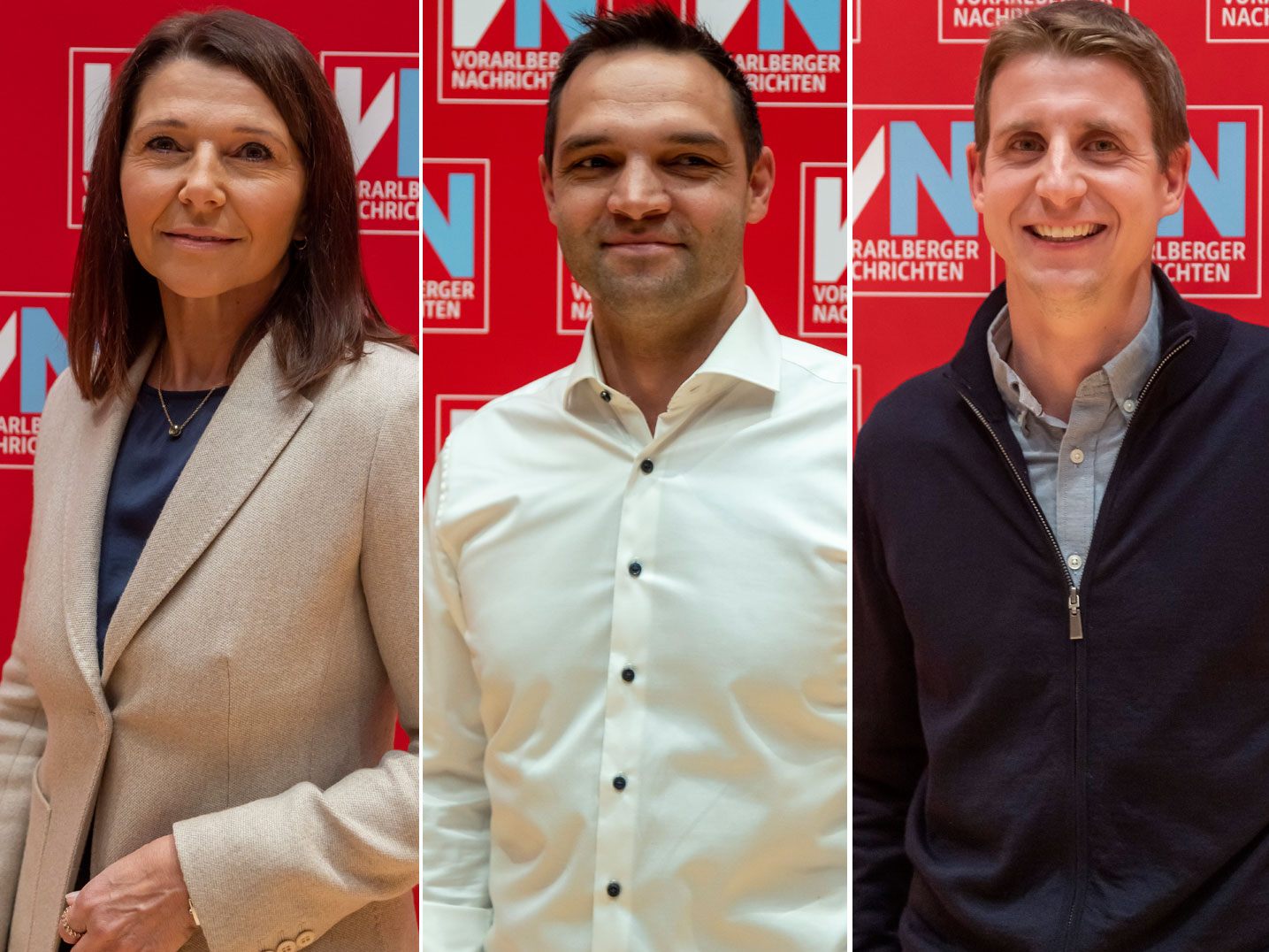 (v.l.n.r.) Heidi Schuster-Burda (ÖVP), Stefan Übelhör (Höchste Zeit, Grüne), Robert Blum (FPÖ) und Jan Fausek (Neos).