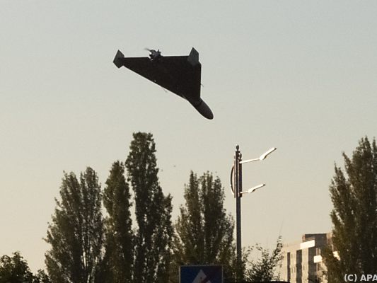 Eine Drone im Anflug auf die ukrainische Haupstadt Kiew Eine Drone im Anflug auf die ukrainische Haupstadt Kiew