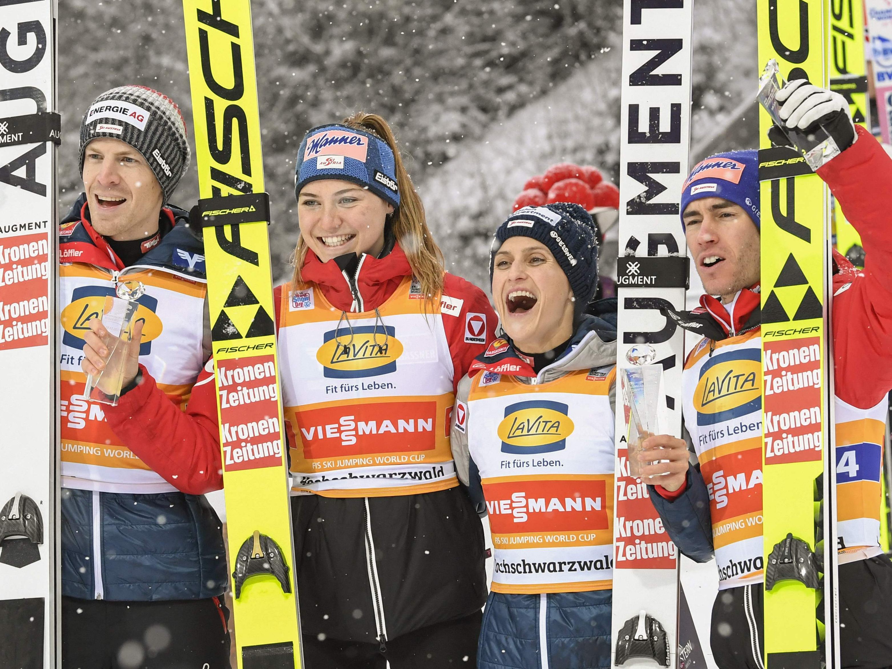 Stefan Kraft, Eva Pinkelnig, Marita Kramer und Michael Hayboeck. Stefan Kraft, Eva Pinkelnig, Marita Kramer und Michael Hayboeck.