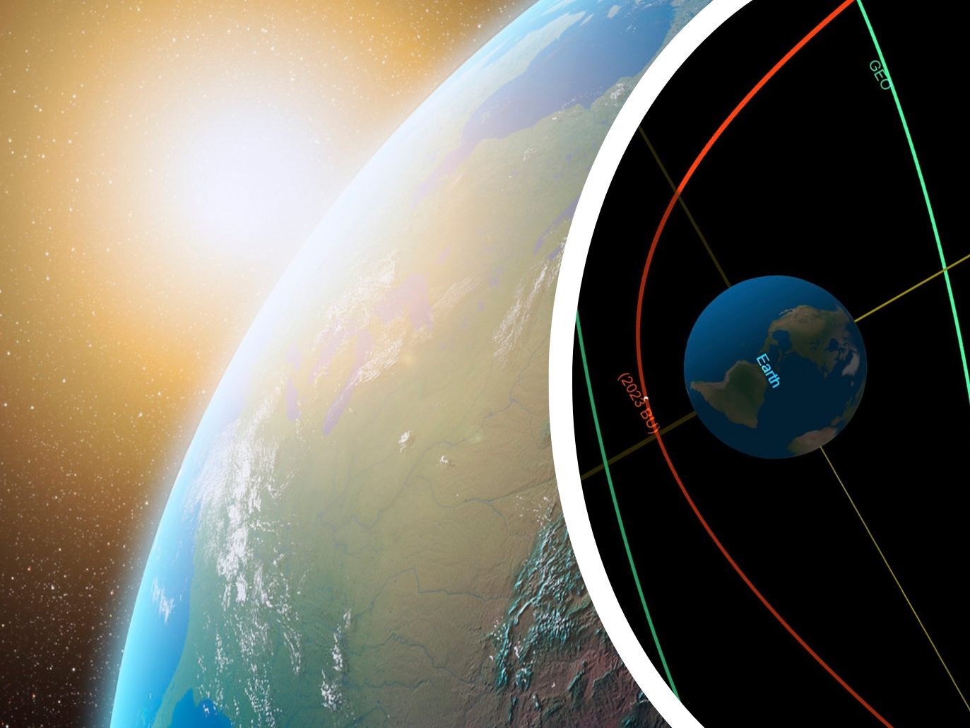 Asteroid 2023 BU verpasst nach kosmischen Begriffen die Erde extrem knapp. Asteroid 2023 BU verpasst nach kosmischen Begriffen die Erde extrem knapp.