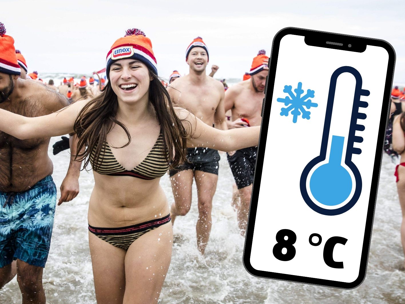 Das Wasser beim diesjährigen Neujahrsschwimmen hatte frostige 8°C.