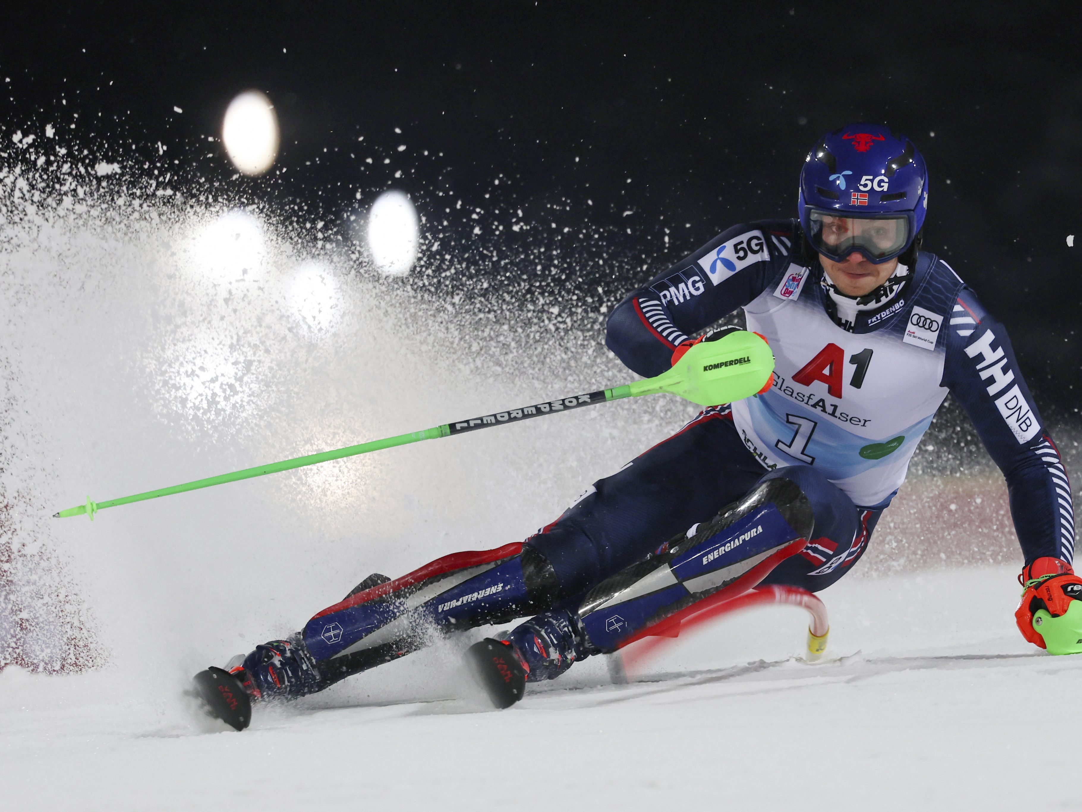 Henrik Kristoffersen führt in Schladming. Henrik Kristoffersen führt in Schladming.