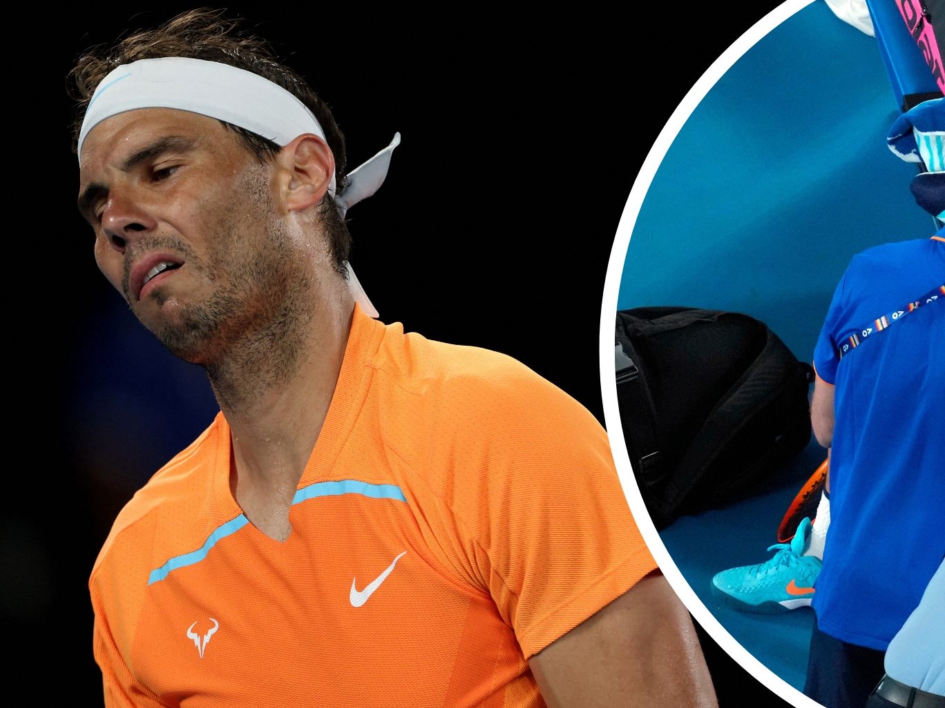 Nadal verletzt bei Australian Open. Nadal verletzt bei Australian Open.