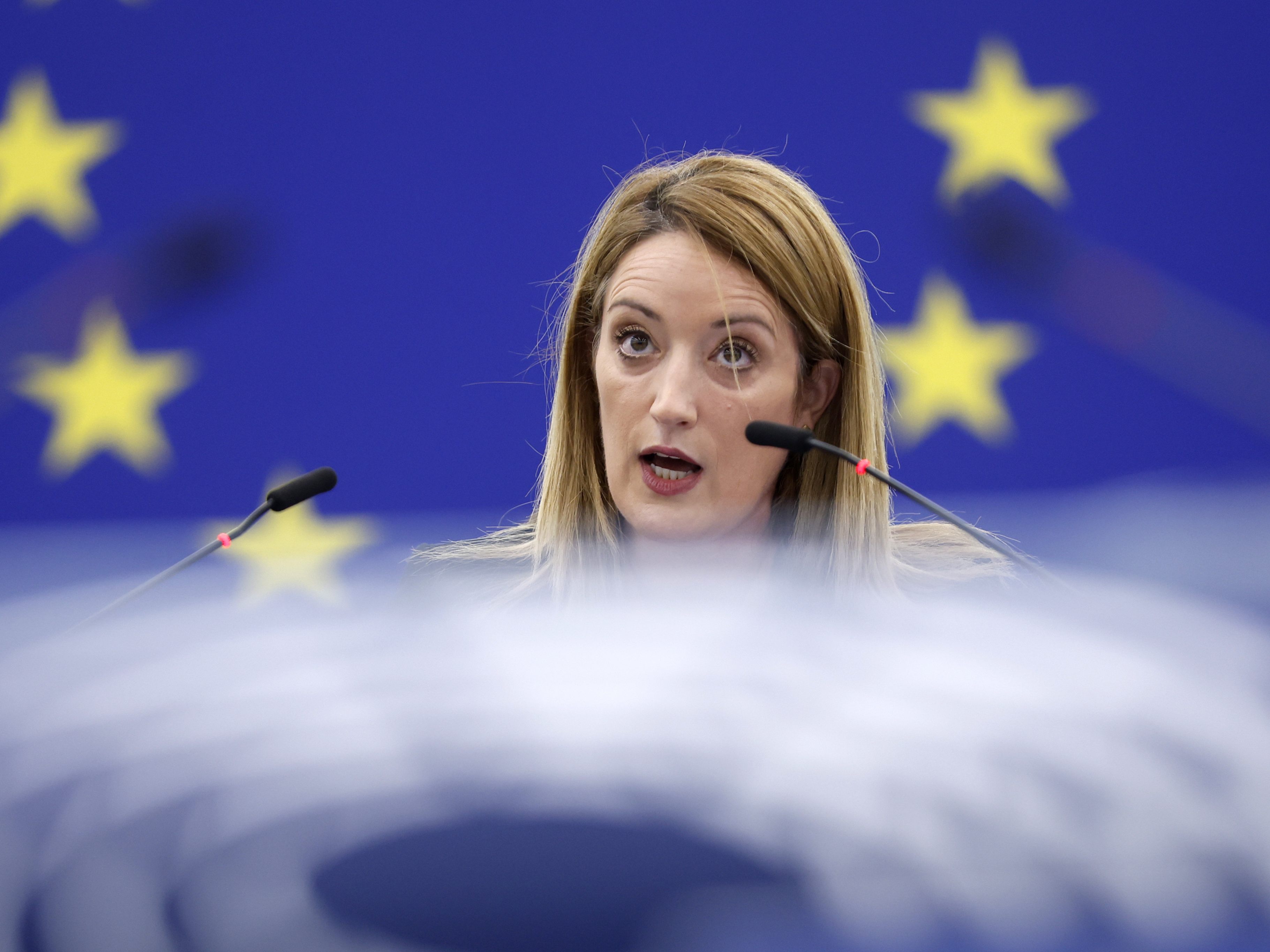 EU-Parlamentspräsidentin Metsola gehört der EVP-Fraktion an. EU-Parlamentspräsidentin Metsola gehört der EVP-Fraktion an.