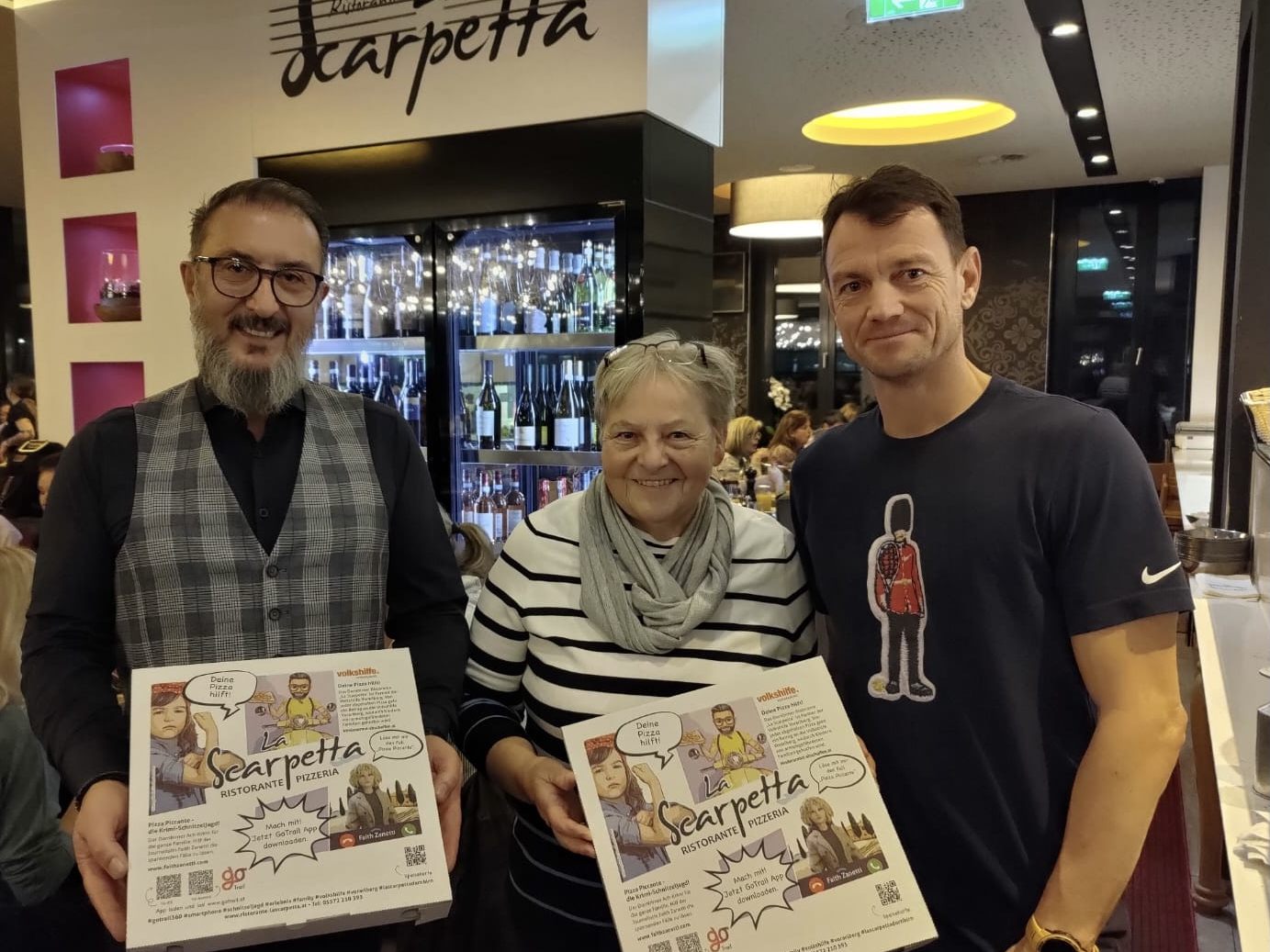 v.l.n.r. Kosta Karanikas (LaScarpetta), Annegret Senn (Volkshilfe Vorarlberg) und Oliver Baltzer (GoTrail)