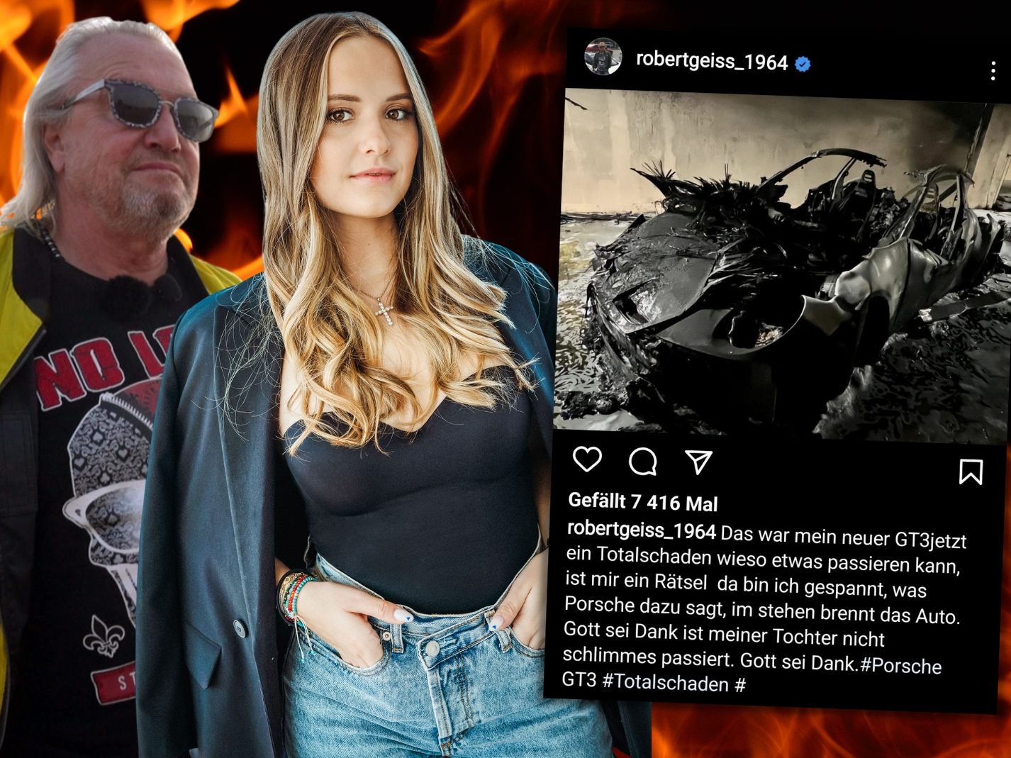 Robert tickt auf Instagram aus: Porsche brannte total aus. Robert tickt auf Instagram aus: Porsche brannte total aus.