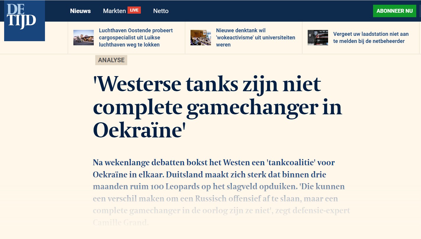 Ein Auszug aus der Berichterstattung der belgischen Zeitung "De Tijd" vom Donnerstag. 