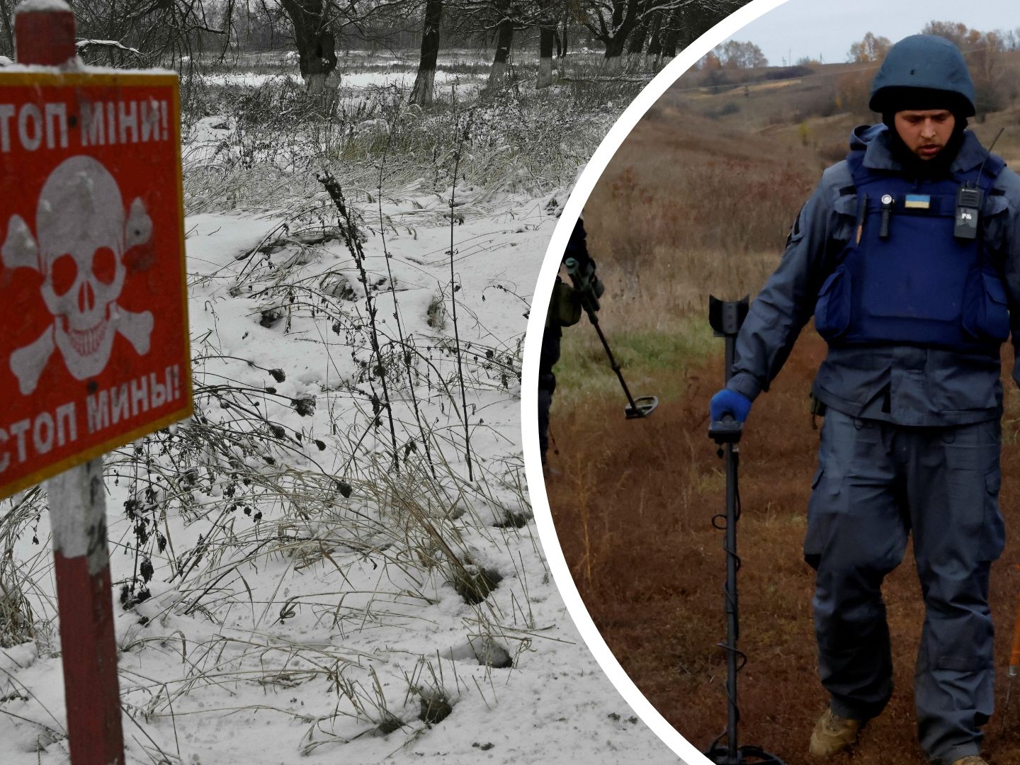 Mehr als 40 Prozent der Landfläche der Ukraine soll vermint sein. Mehr als 40 Prozent der Landfläche der Ukraine soll vermint sein.