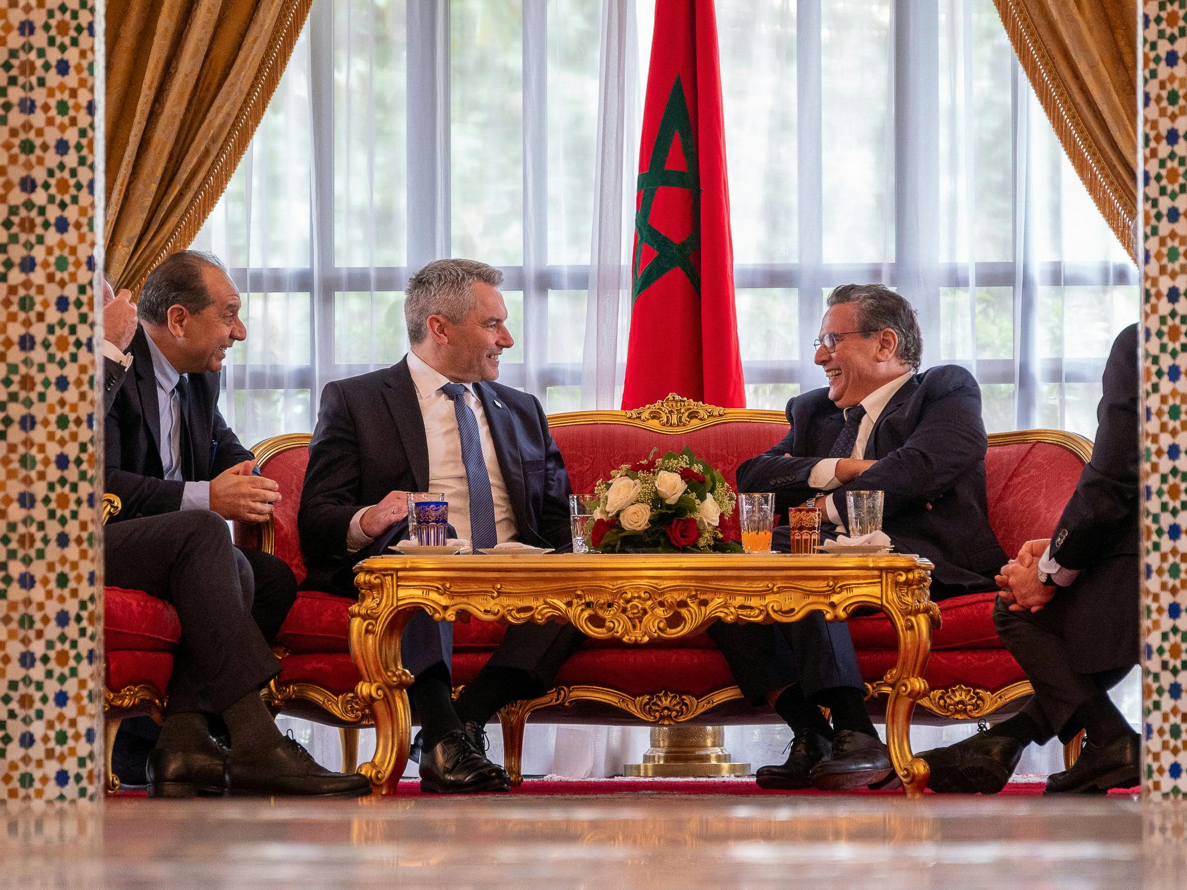 Bundeskanzler Nehammer trifft seinen Amtskollegen Akhannouch in Marokko. Bundeskanzler Nehammer trifft seinen Amtskollegen Akhannouch in Marokko.