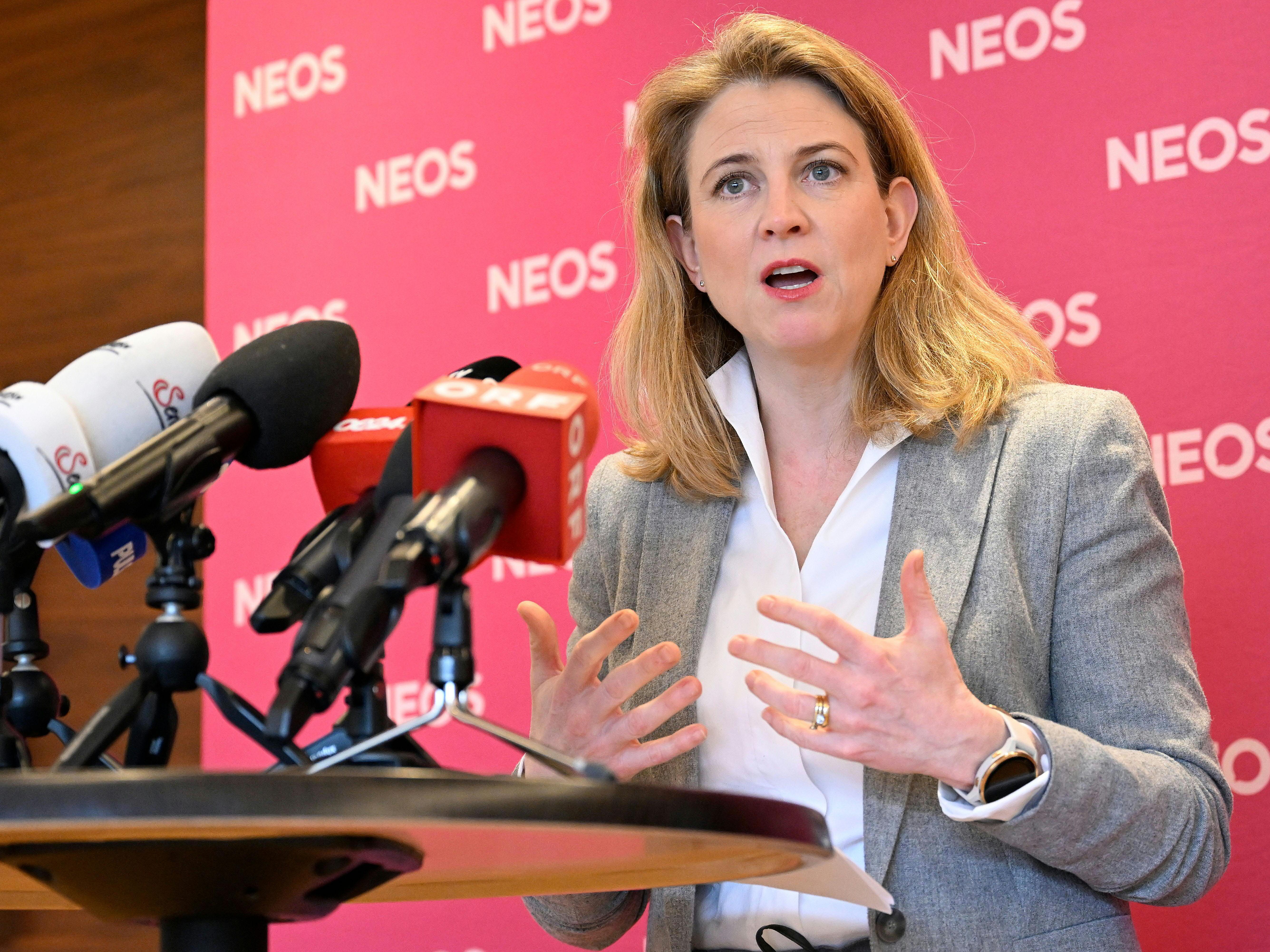 NEOS-Chefin Meinl-Reisinger fordert eine neue Sicherheitsdoktrin.