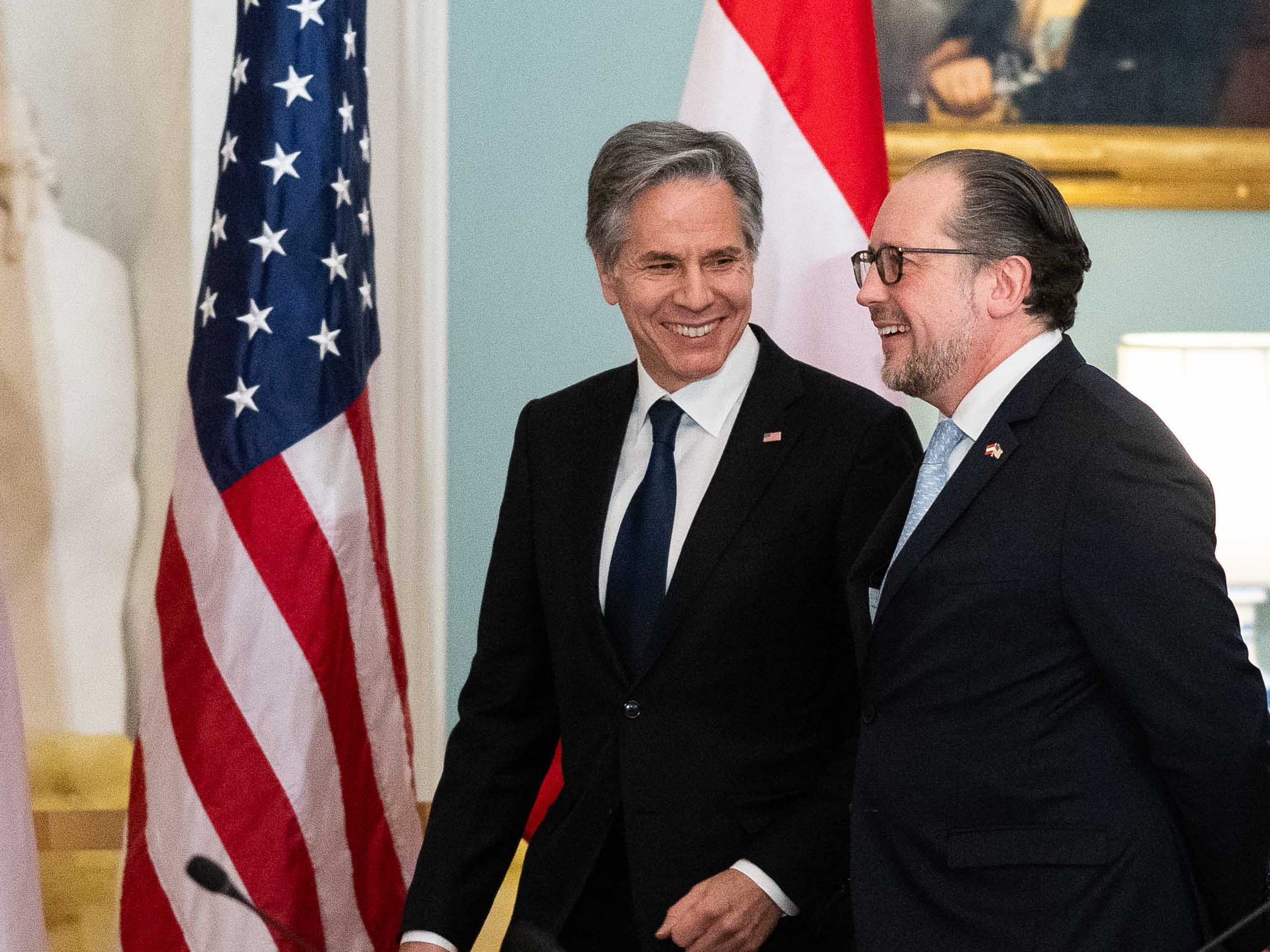 Anthony Blinken (l.), Alexander Schallenberg. Anthony Blinken (l.), Alexander Schallenberg.