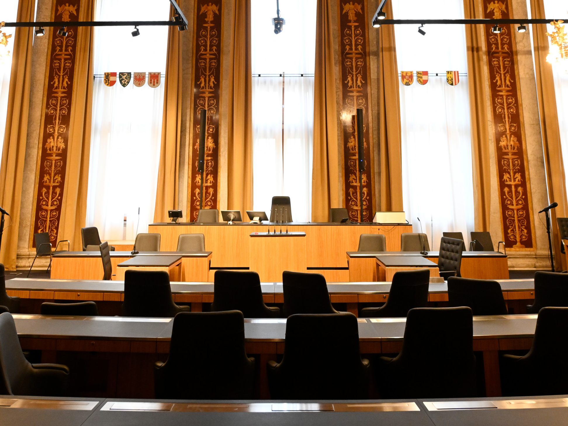 Der Bundesrat-Sitzungssaal im neu renovierten Parlament in Wien.