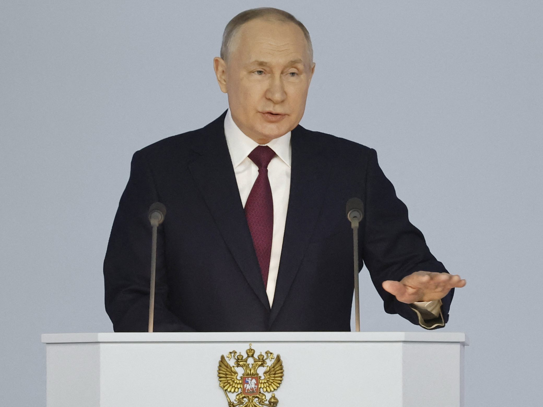 Kremlchef Putin hielt am Dienstag eine Rede zum Jahrestag des Kriegsbeginns gegen die Ukraine. Kremlchef Putin hielt am Dienstag eine Rede zum Jahrestag des Kriegsbeginns gegen die Ukraine.
