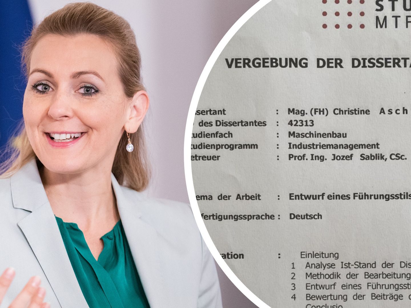 Aschbacher darf den Doktortitel der Technischen Universität (STU) in Bratislava behalten.