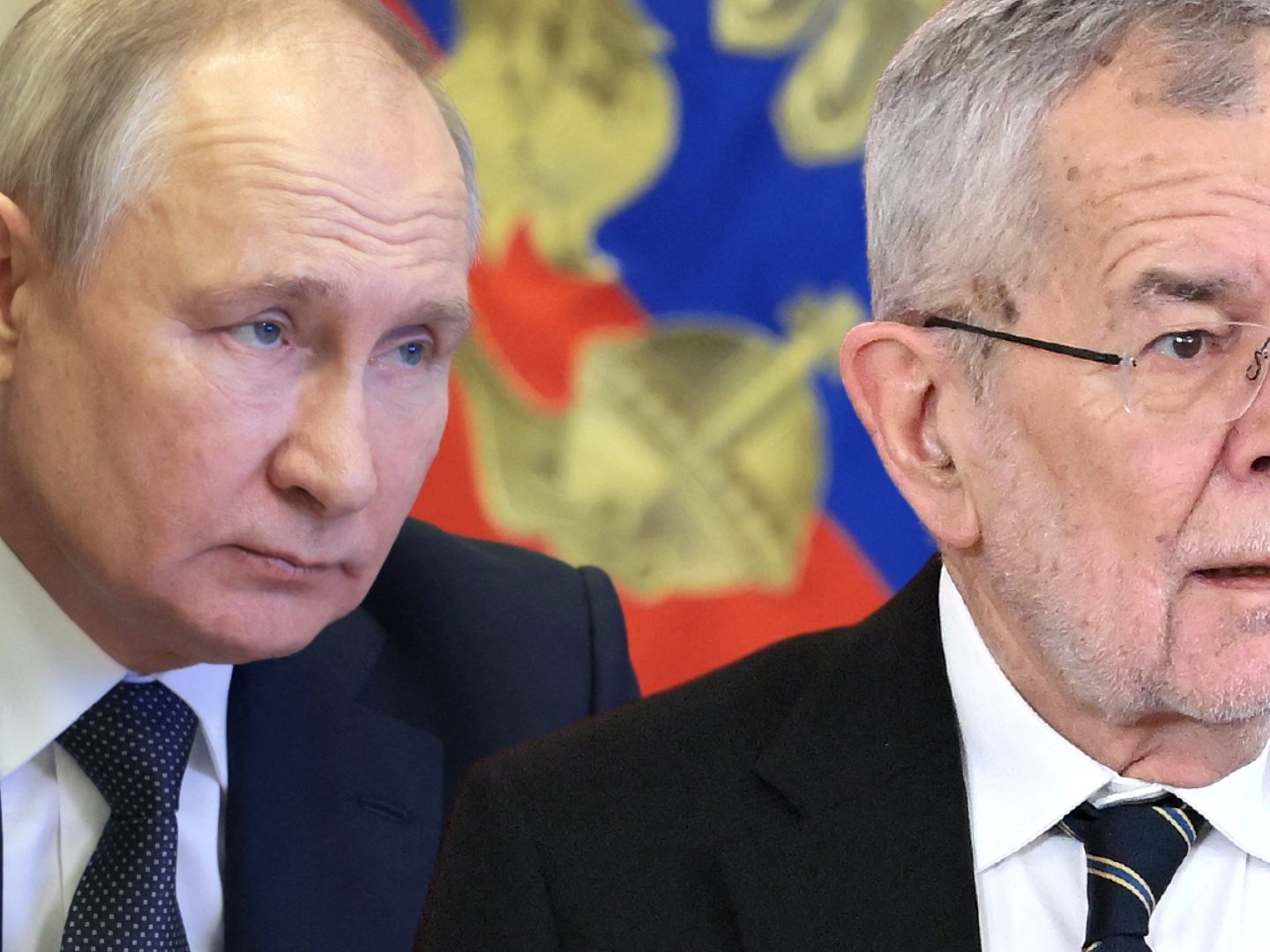 Wladimir Putin, Alexander Van der Bellen und Karl Nehammer. Wladimir Putin, Alexander Van der Bellen und Karl Nehammer.