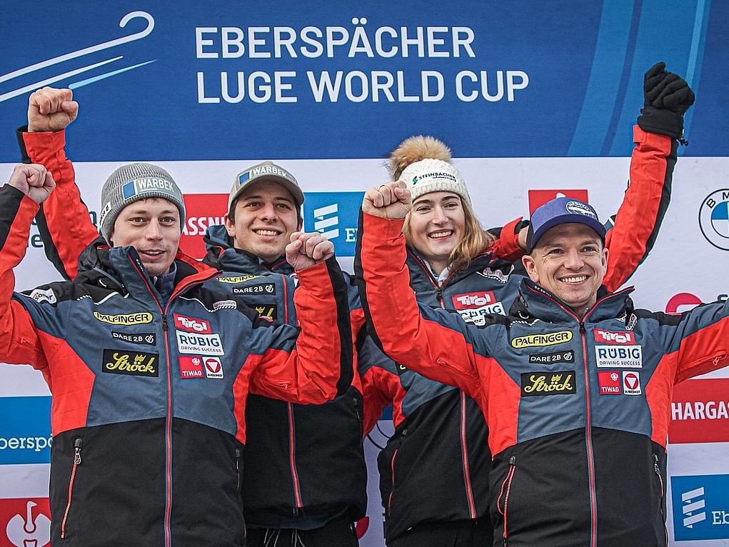Armin Frauscher, Yannick Müller, Madeleine Egle und Wolfgang Kindle gewannen den Teambewerb (v.l.)