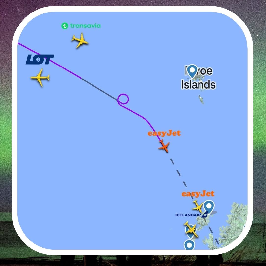 Easyjet-Crew flog Schleife für Aussicht auf Polarlichter.