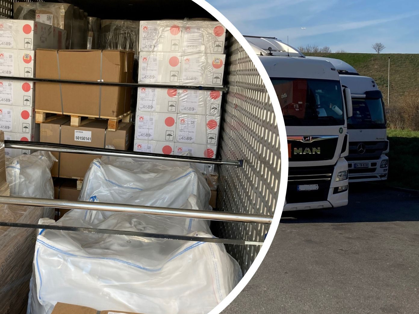 Die Wiener Polizei stoppte auf der Außenring-Schnellstraße (S1) einen Gefahrguttransporter, der mit ätzenden und entzündlichen Produkten beladen war.
