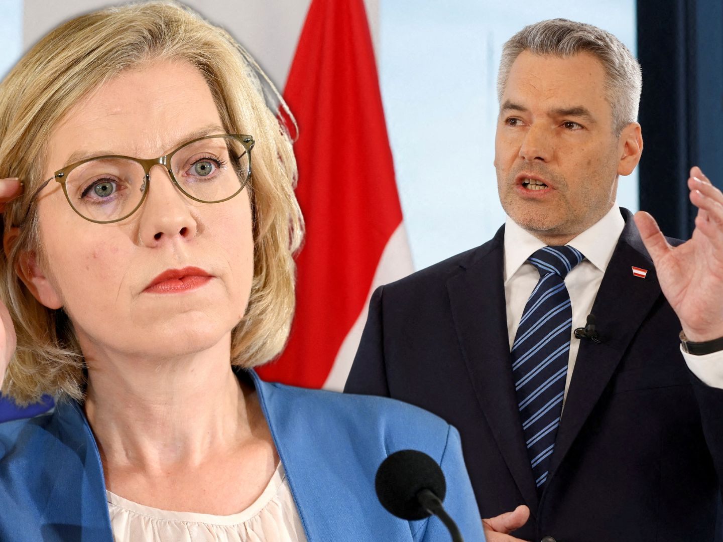 Derzeit keine guten Freunde: Leonore Gewessler, Karl Nehammer.