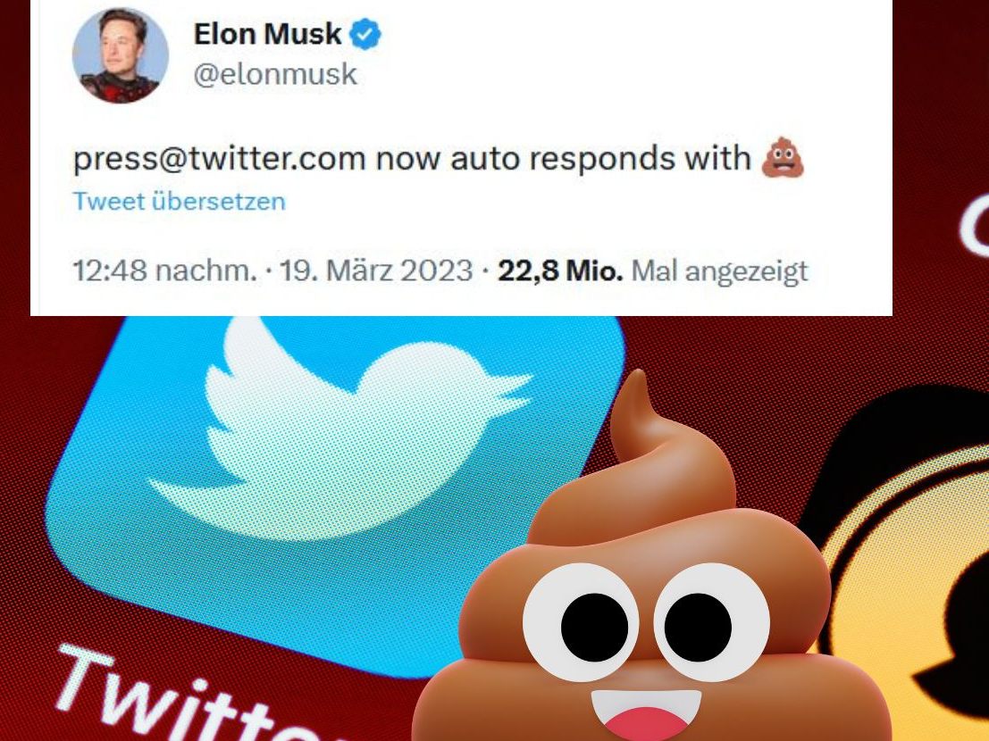 Elon Musk lässt Presseanfragen automatisch beantworten - mit einem Kackhaufen.
