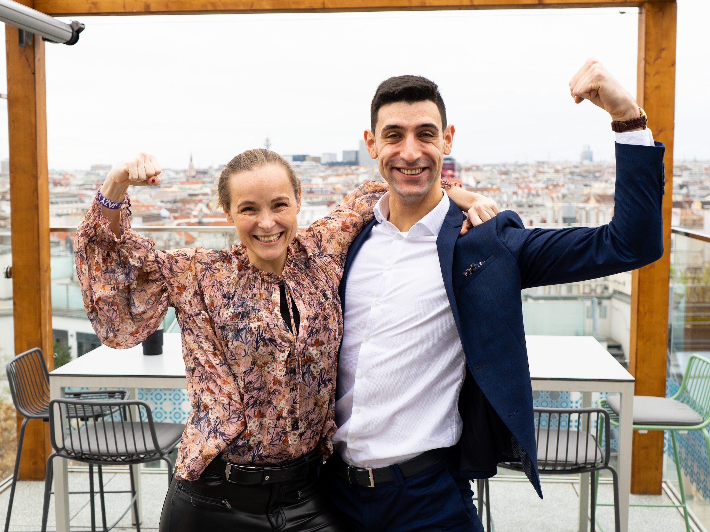 Missy May und Dimitar Stefanin beim Langschläfer-Frühstück.