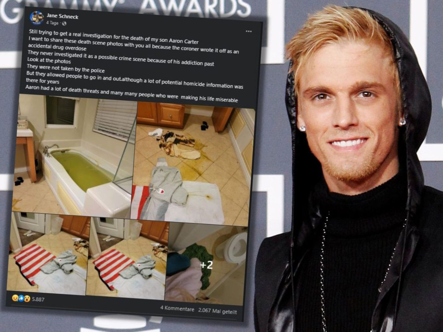 Aaron Carters Mutter veröffentlichte auf Social Media verstörende Bilder.