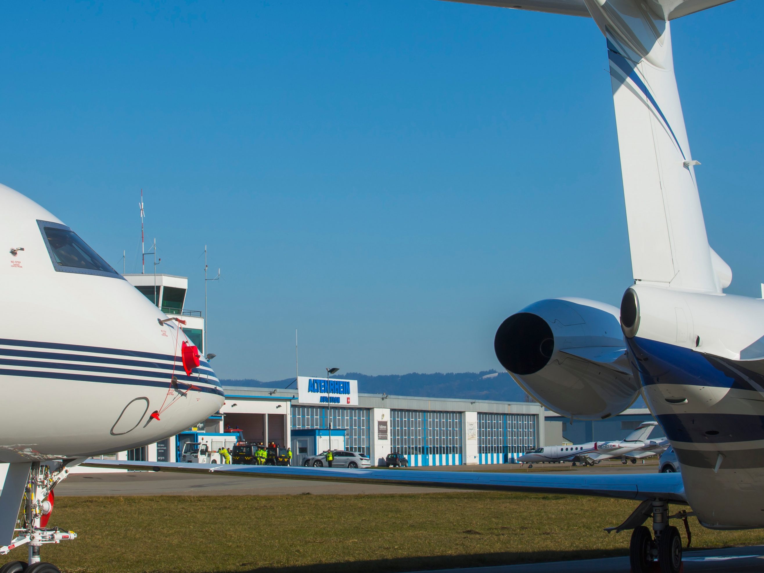 Hohes Privatjet-Verkehrsaufkommen vor dem WEF in Davos am Flughafen Altenrhein.