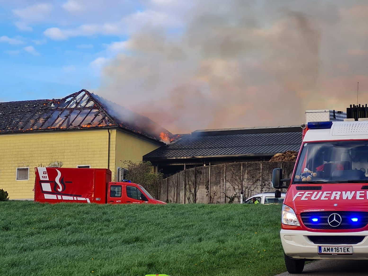 Die Feuerwehr rettete bei einem Brand im Bezirk Amstetten 120 Rinder. Die Feuerwehr rettete bei einem Brand im Bezirk Amstetten 120 Rinder.